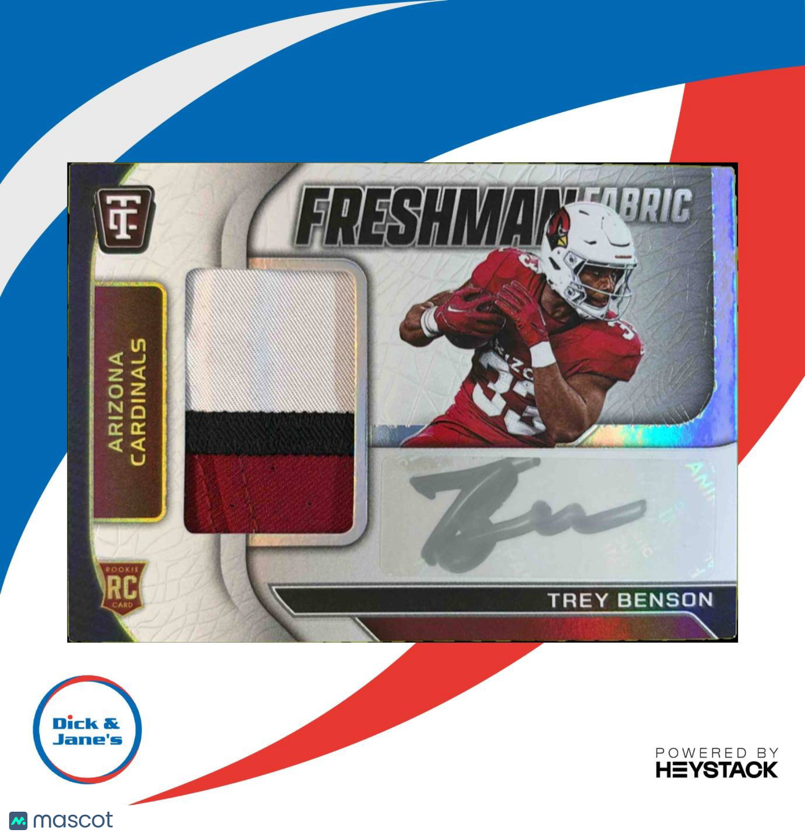 2024 Certified Trey Benson Freshman Fabric Mirror Signature Silver /49 Cardinals - Sports Cards