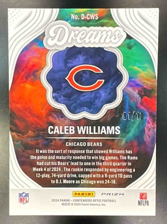 2024 Contenders Optic Caleb Williams Dreams Gold Prizm 01/10 RC Chicago Bears - Sports Cards