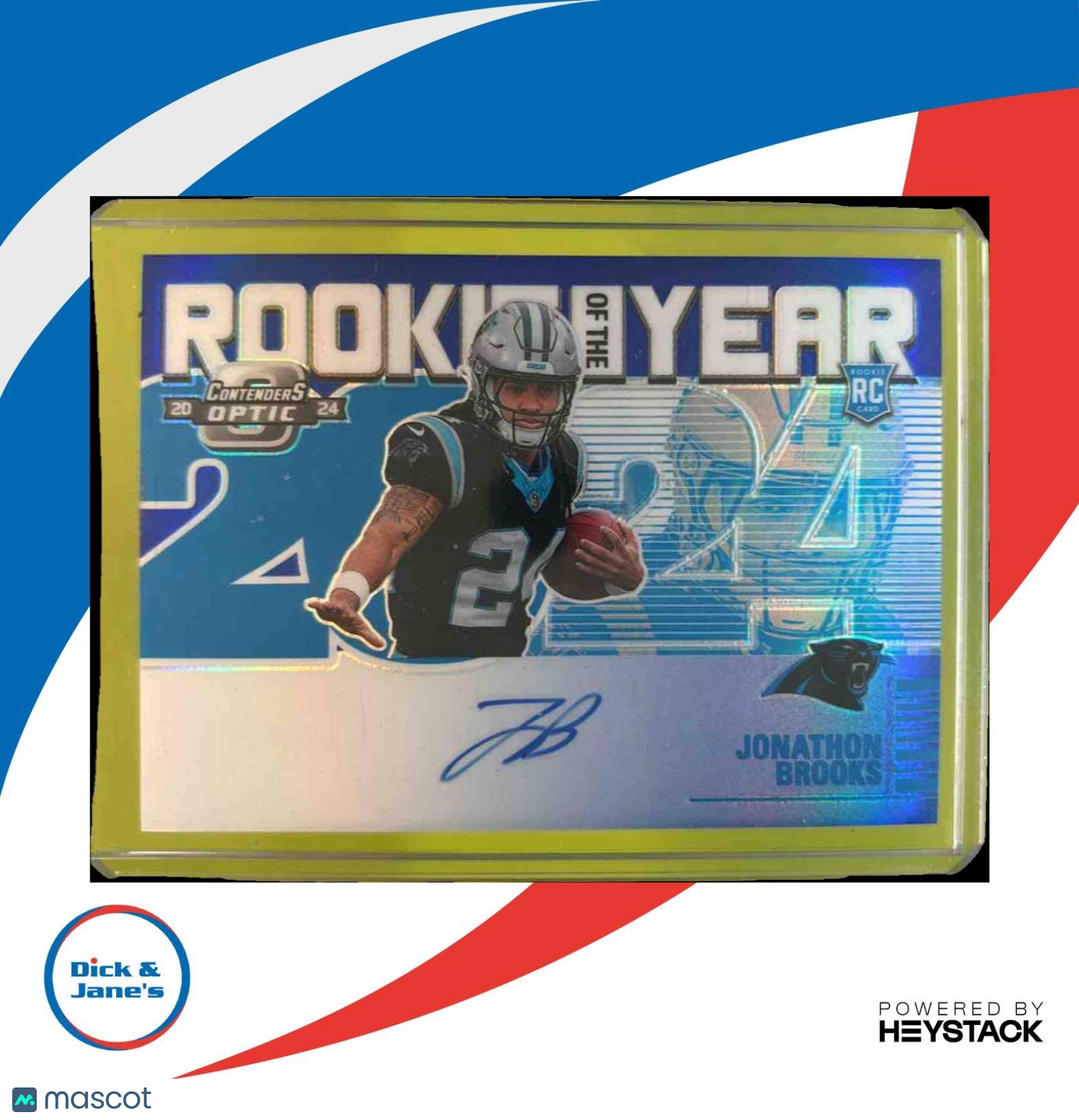 2024 Contenders Optic Jonathon Brook Rookie Ticket RPS Auto Blue /75 RC Panthers - Sports Cards