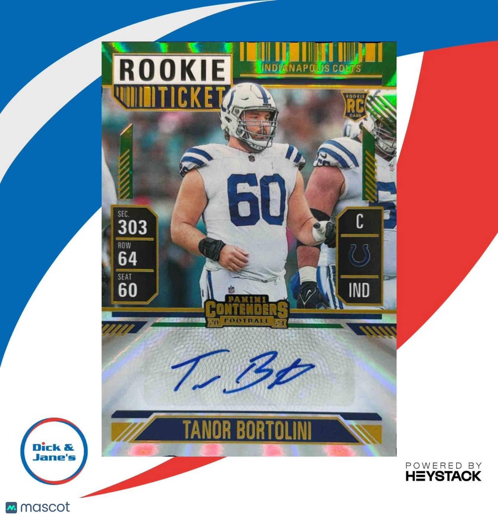 2024 Contenders Tanor Bortolini Rookie Ticket Auto Opening Kickoff 287 RC Colts - Sports Cards