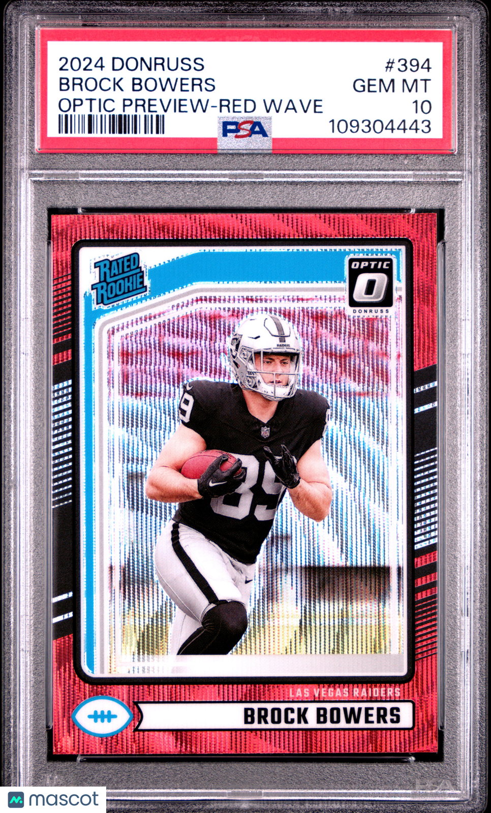 2024 Donruss Brock Bowers Optic Preview Red Wave Rated Rookie 394 PSA 10 Raiders - Graded Sports Cards
