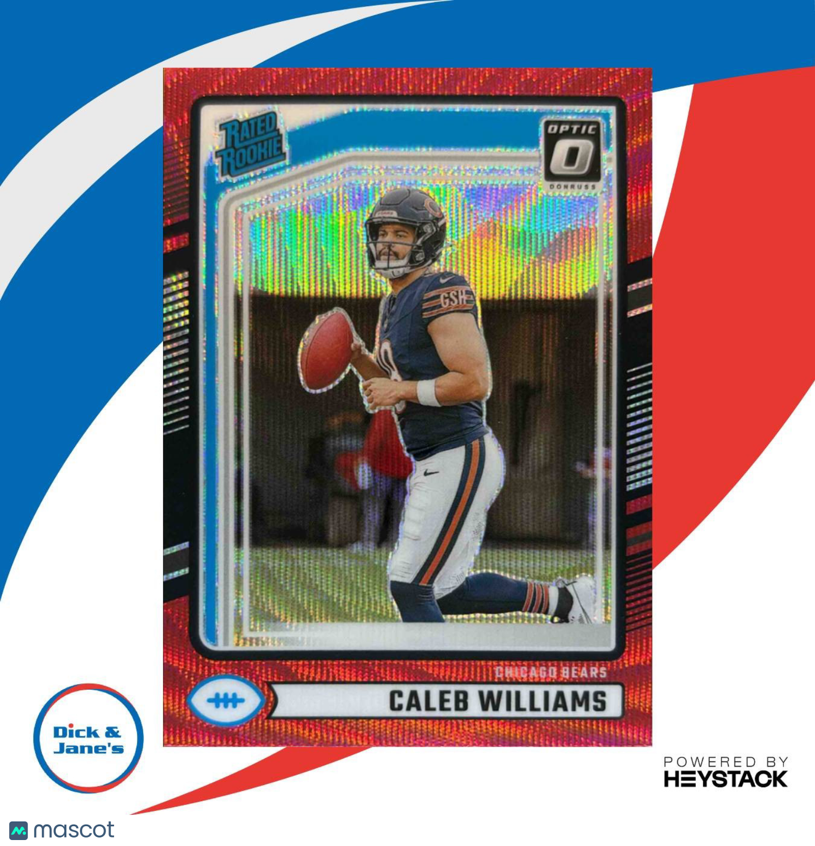 2024 Donruss Caleb Williams Optic Rated Rookie Preview Red Wave #327 Chicago DJ2 - Sports Cards