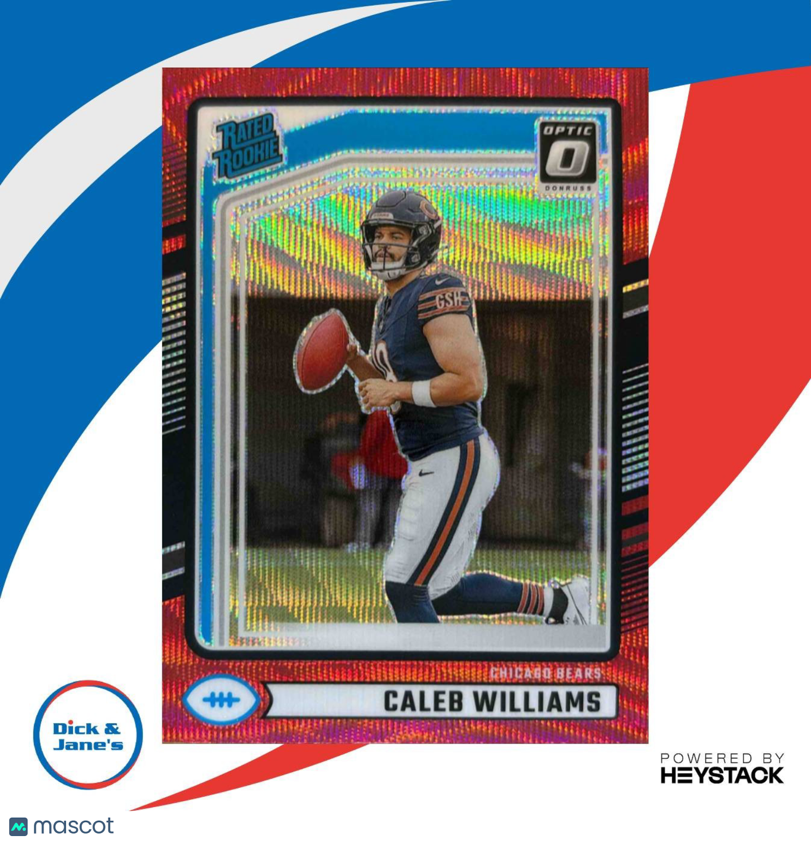 2024 Donruss Caleb Williams Optic Rated Rookie Preview Red Wave #327 Chicago DJ3 - Sports Cards