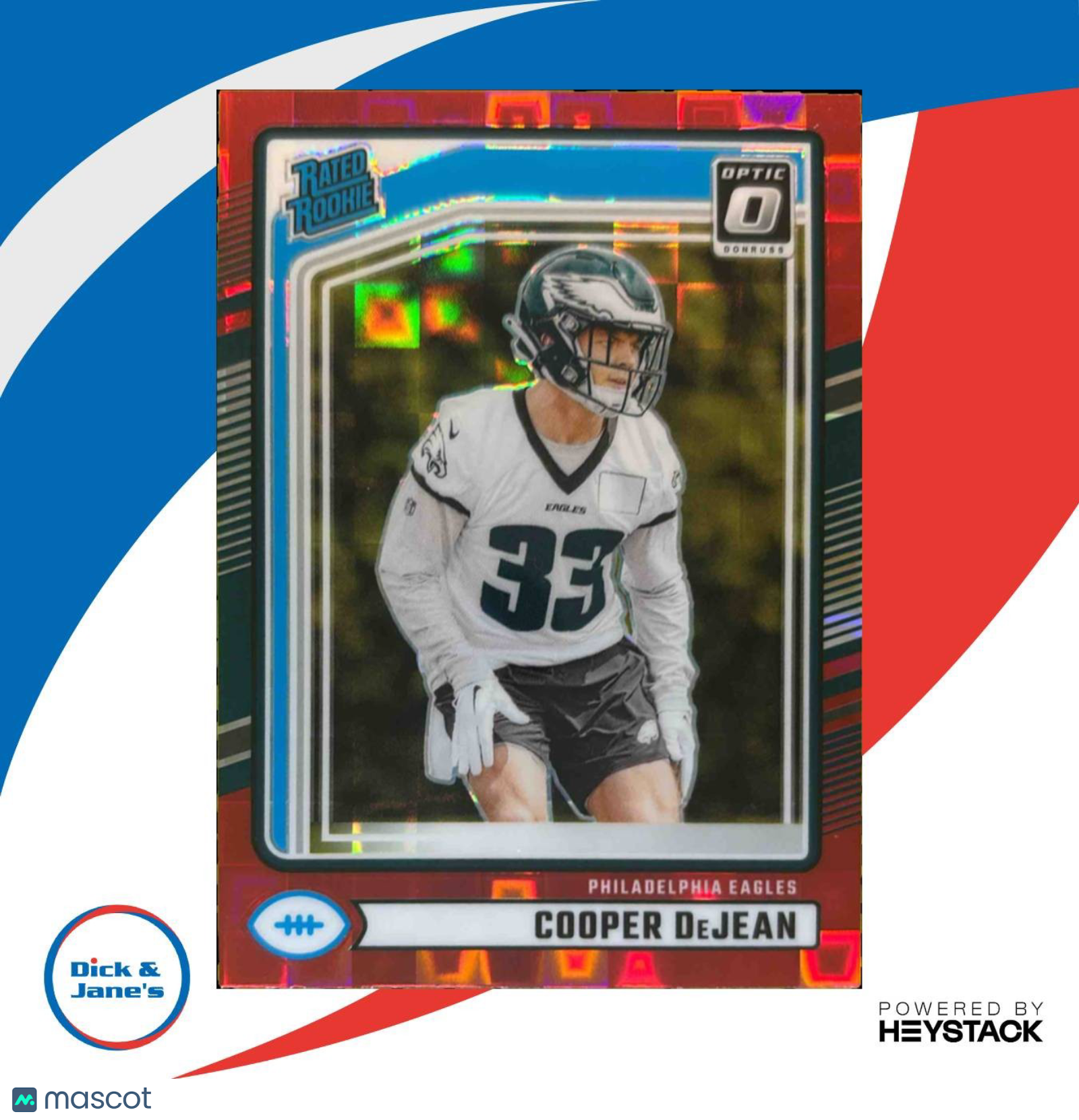 2024 Donruss Cooper DeJean Optic Rated Rookie Preview Red Pandora #305 RC Eagles - Sports Cards