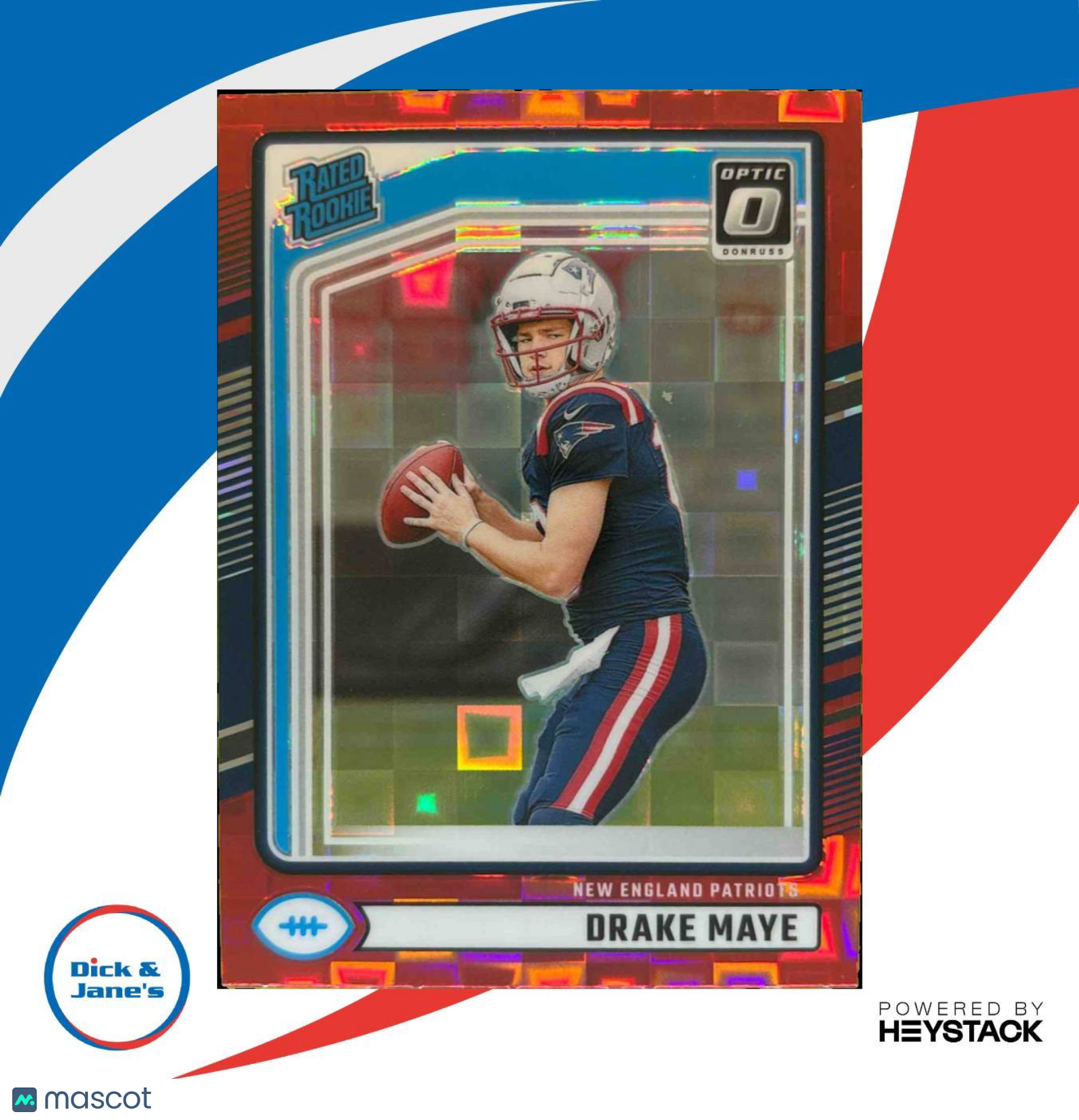 2024 Donruss Drake Maye Optic Rated Rookie Preview Red Pandora #379 New England - Sports Cards