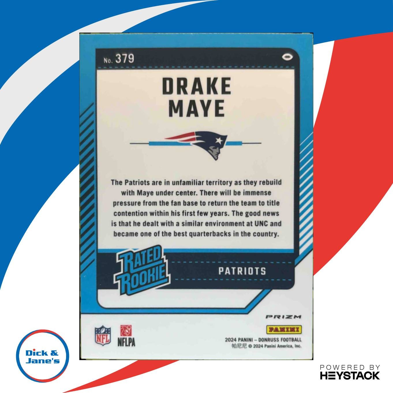 2024 Donruss Drake Maye Optic Rated Rookie Preview Red Pandora #379 New England - Sports Cards
