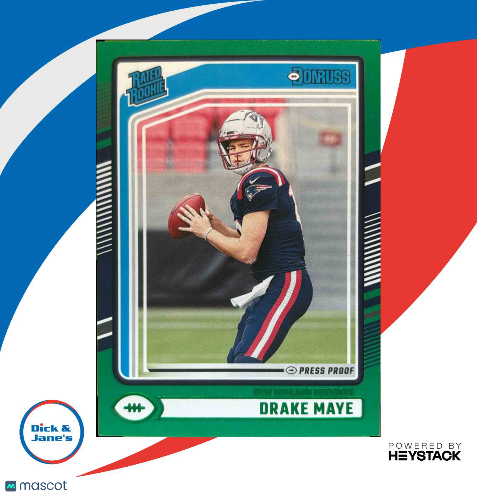 2024 Donruss Drake Maye Press Proof Green RC Rated Rookie New England Patriots - Sports Cards