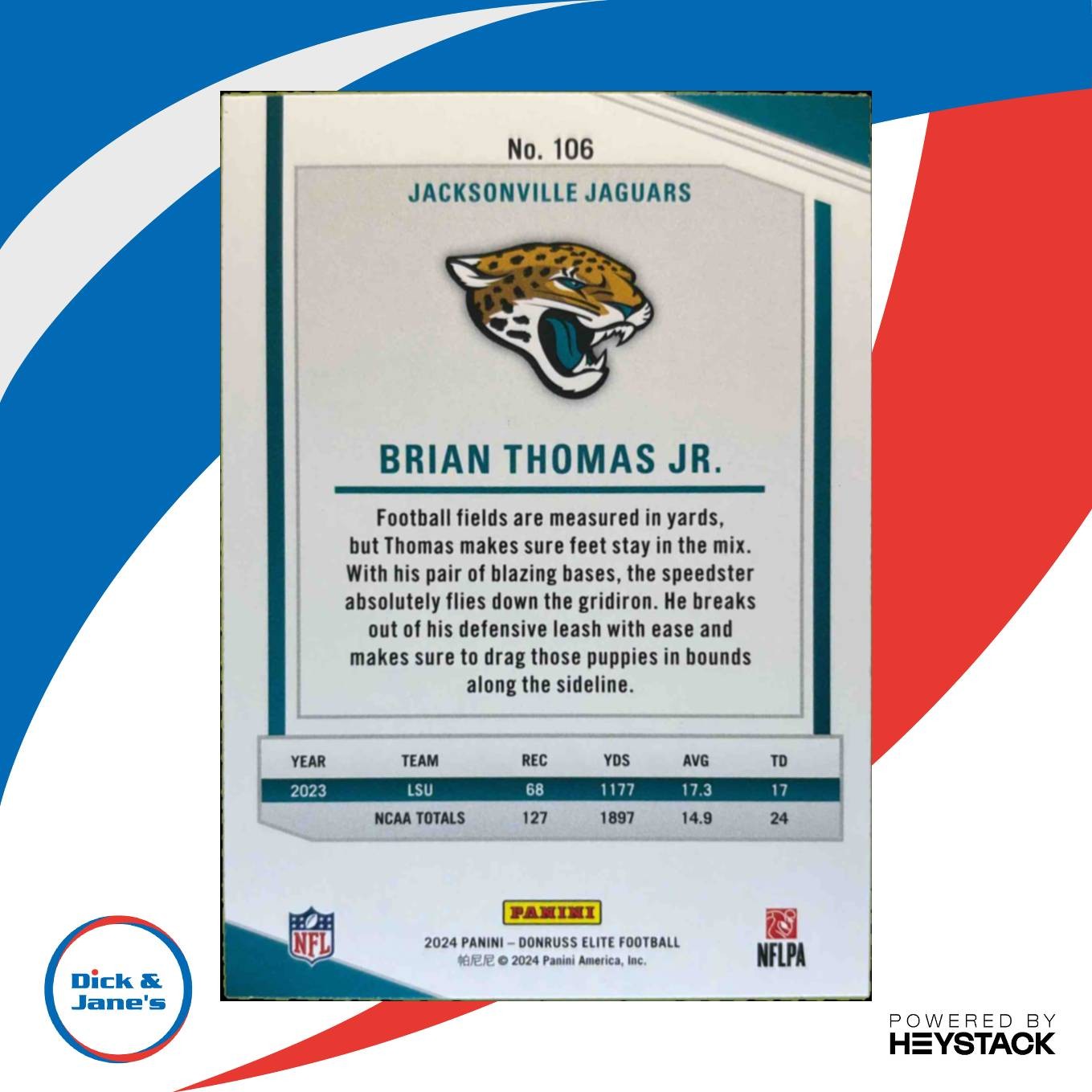 2024 Donruss Elite Brian Thomas Jr. Green Disco #106 RC Jacksonville Jaguars - Sports Cards