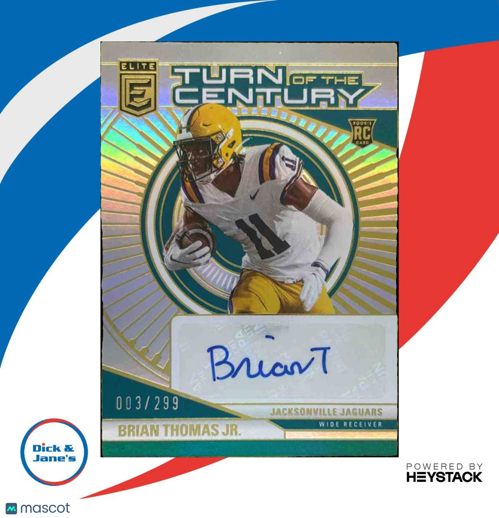2024 Donruss Elite Brian Thomas Jr. Turn of the Century Auto /299 RC Jaguars - Sports Cards