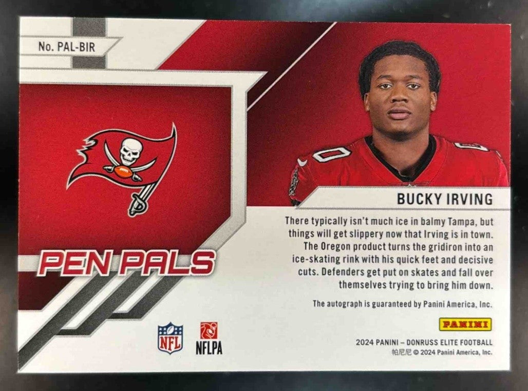 2024 Donruss Elite Bucky Irving Pen Pals Blue Ink Auto RC Tampa Bay Buccaneers - Sports Cards