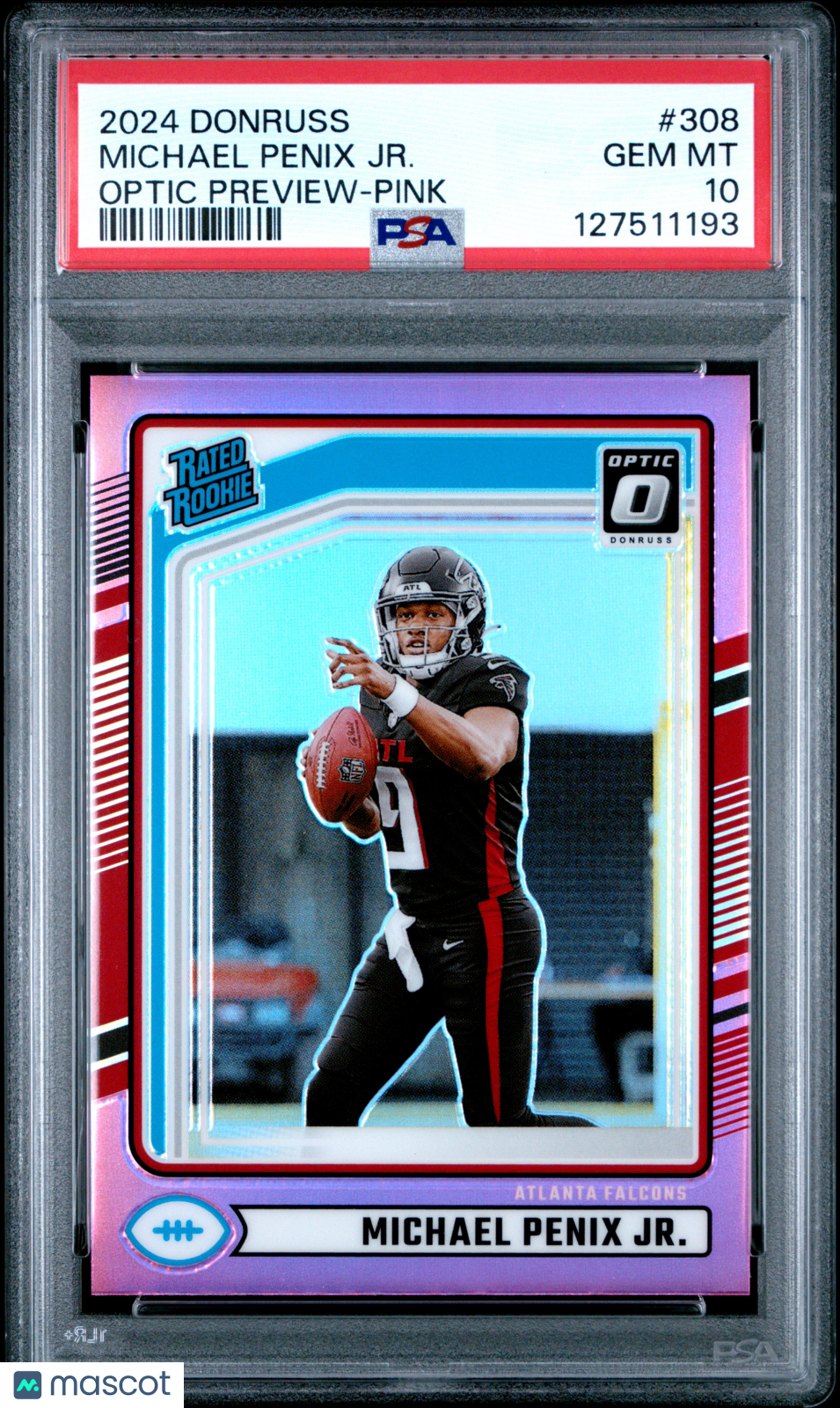 2024 Donruss Michael Penix JR. Optic Preview Pink #308 PSA 10 Atlanta falcons - Graded Sports Cards