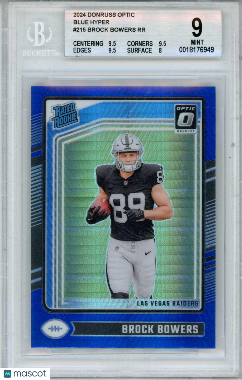 2024 Donruss Optic Blue Hyper Brock Bowers RR #215 BGS 9 - Graded Sports Cards
