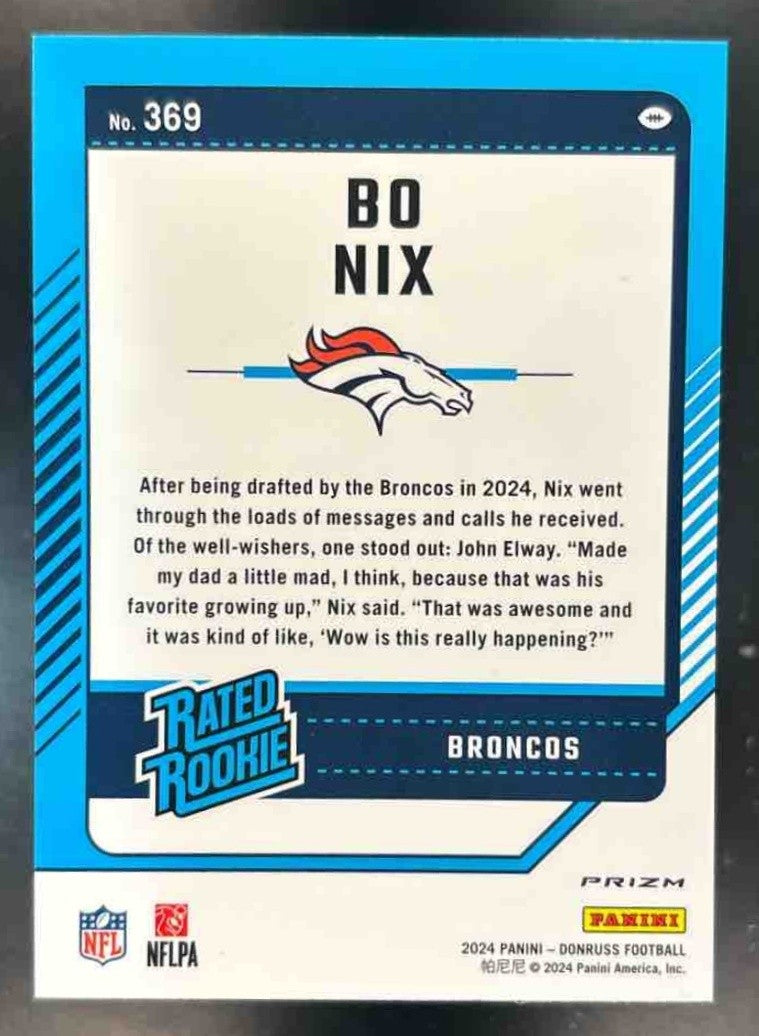 2024 Donruss Optic Bo Nix Rated Rookie Preview Red Pandora #369 Denver Broncos - Sports Cards