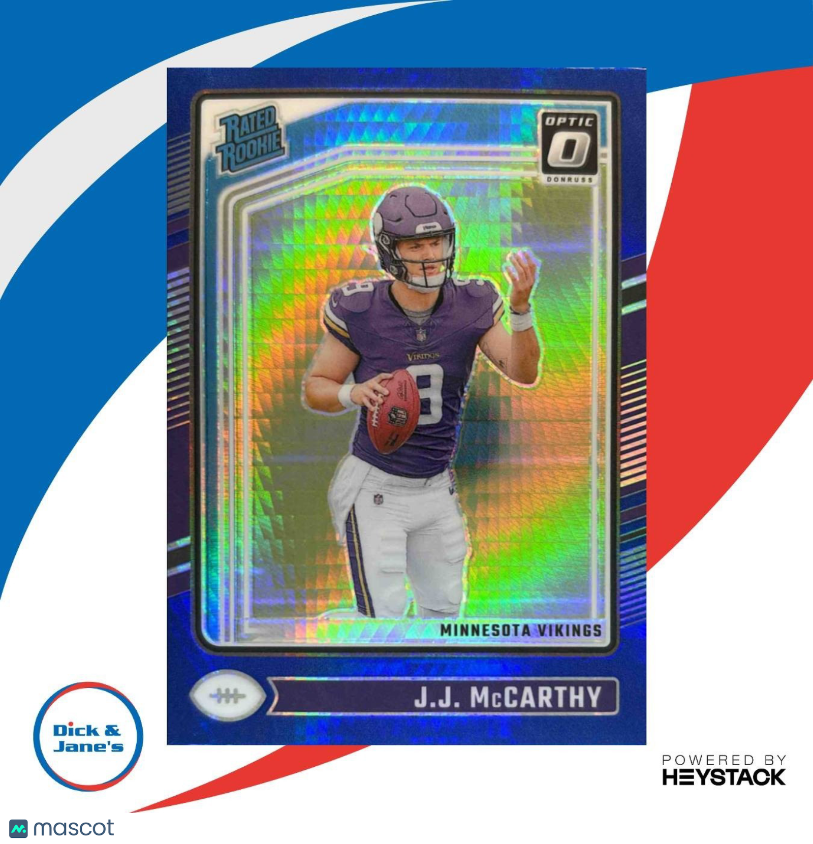 2024 Donruss Optic J.J. McCarthy Blue Hyper #235 Rated