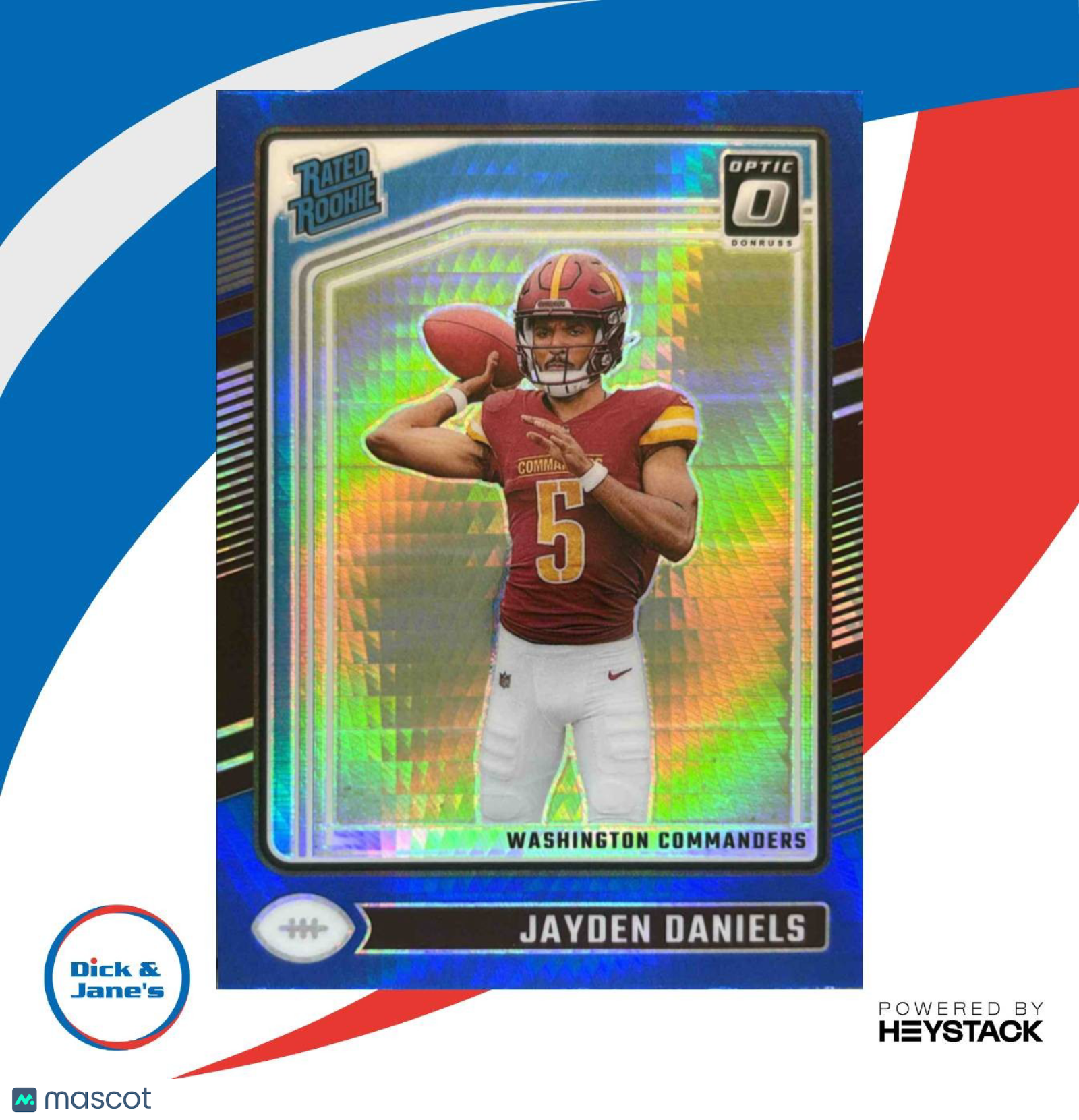 2024 Donruss Optic Jayden Daniels Blue Hyper #248 Rated Rookie Commanders - Sports Cards