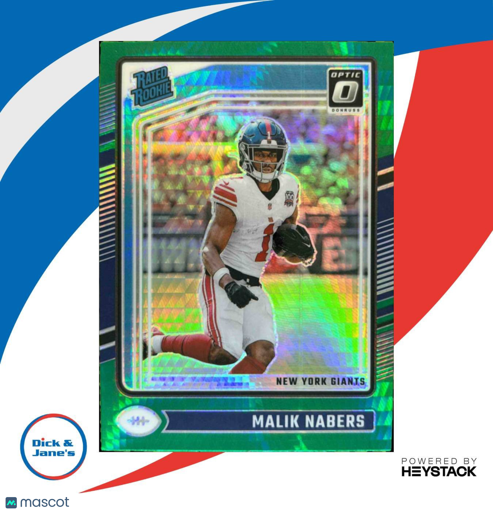 2024 Donruss Optic Malik Nabers Green Hyper #271 Rated Rookie New York Giants - Sports Cards
