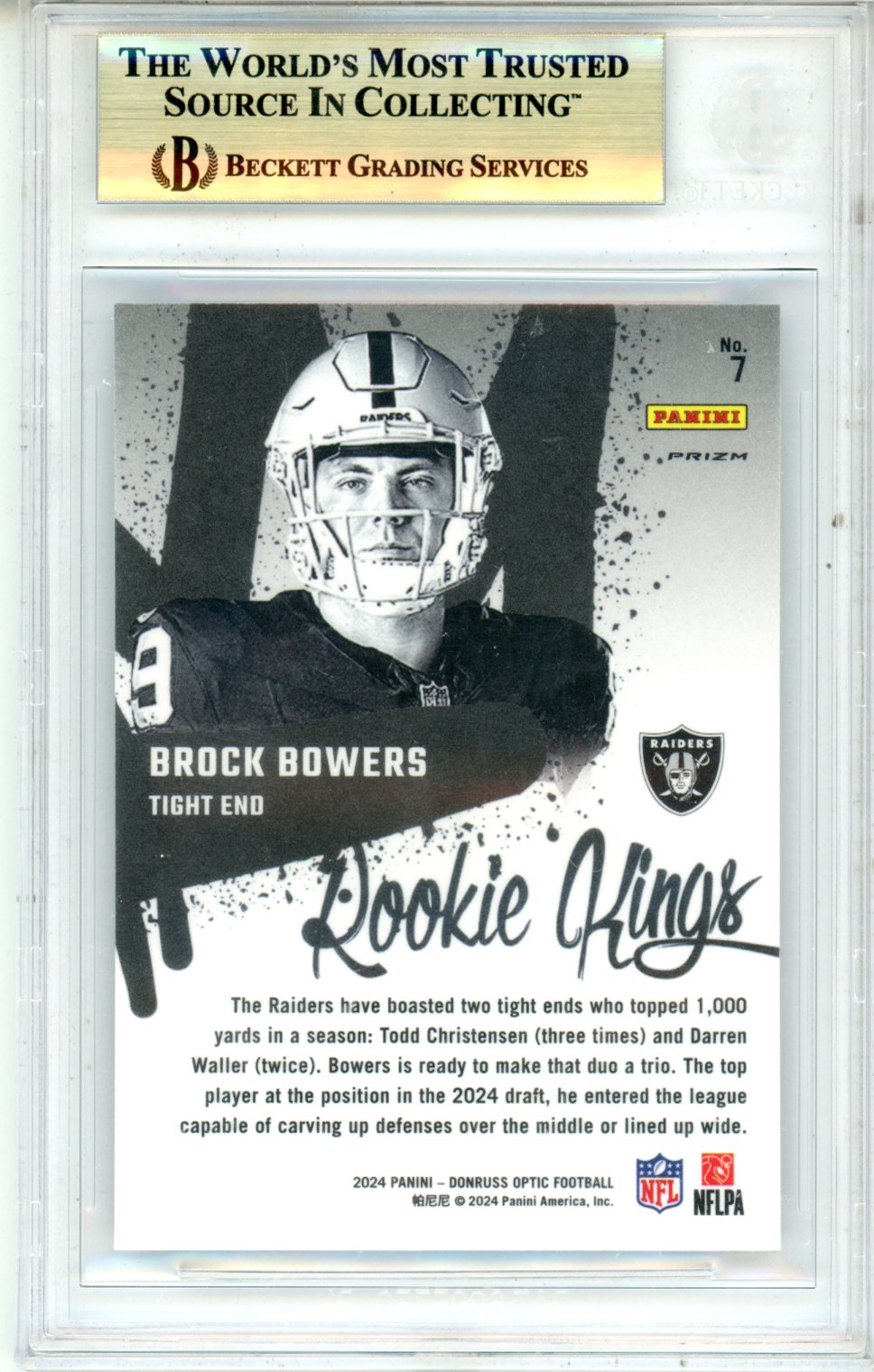 2024 Donruss Optic Rookie Kings Brock Bowers #7 BGS 9.5 - Graded Sports Cards