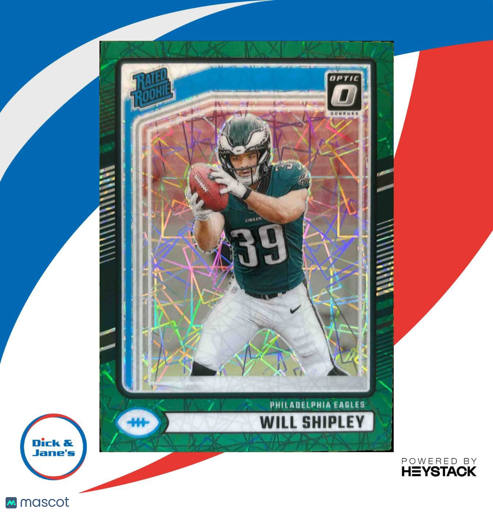 2024 Donruss Optic Will Shipley Green Velocity #298 Rookie Philadelphia Eagles - Sports Cards