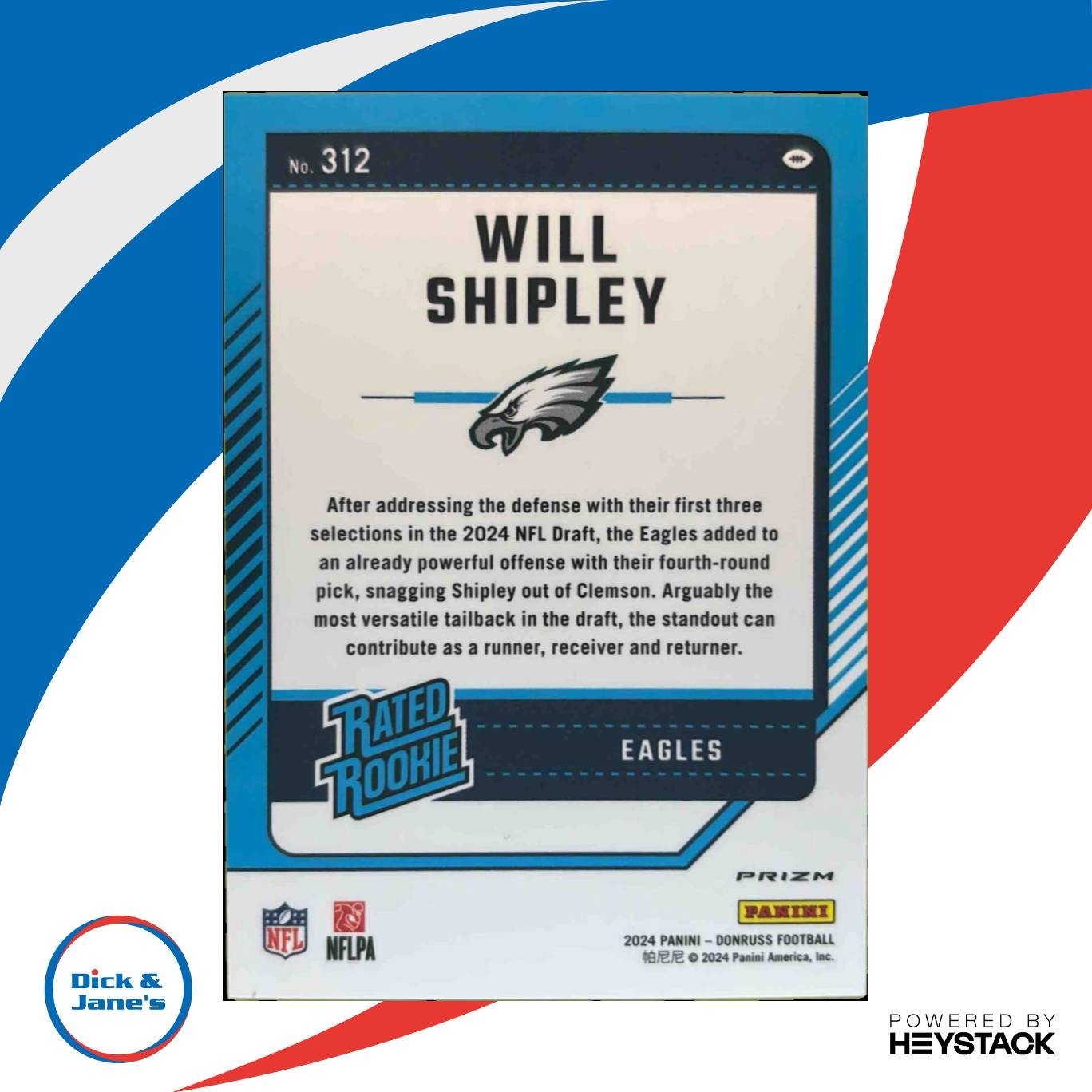 2024 Donruss Optic Will Shipley Green Velocity #298 Rookie Philadelphia Eagles - Sports Cards