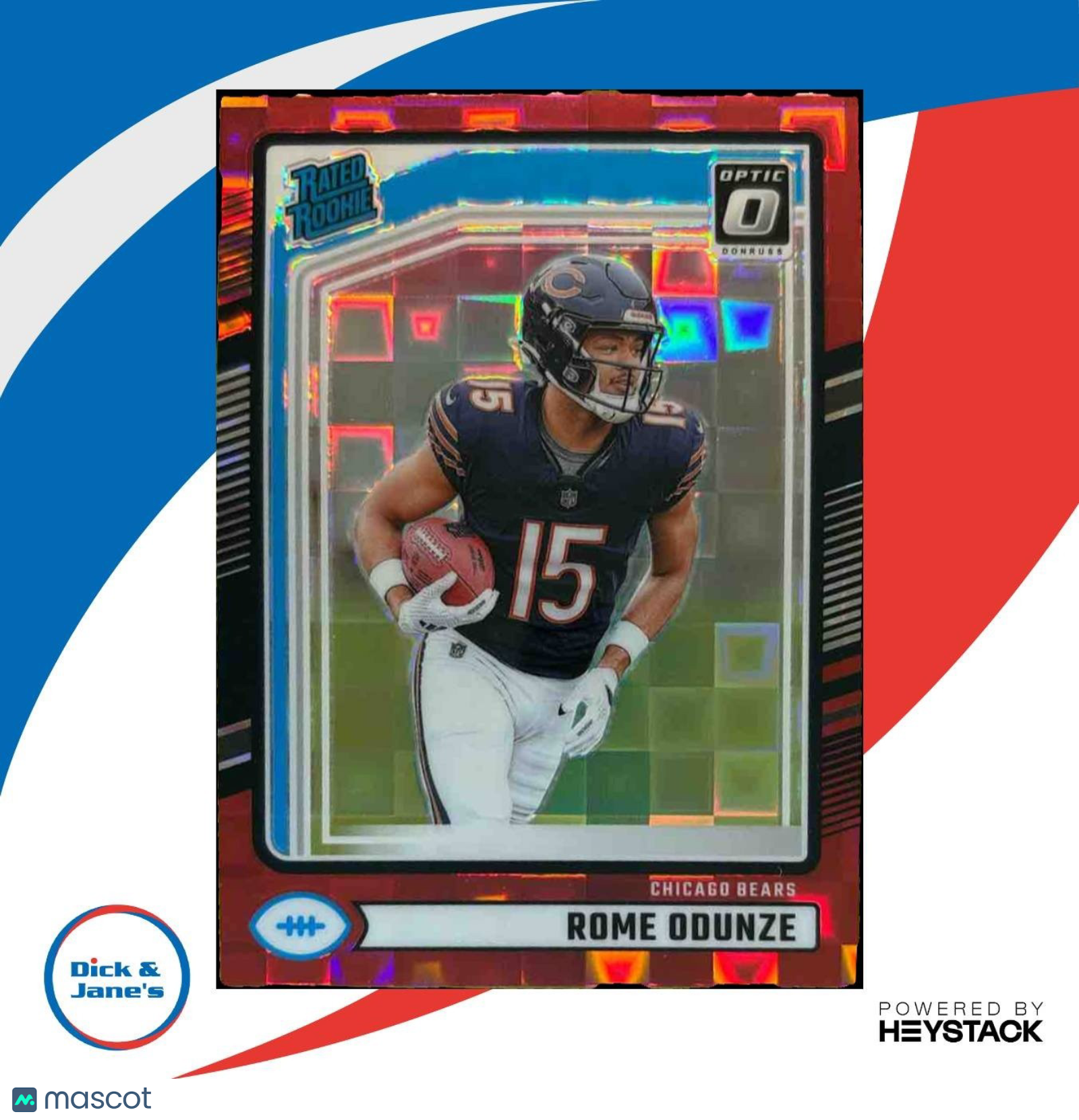 2024 Donruss Rome Odunze Optic Rated Rookie Preview Red Pandora #309 RC Bears - Sports Cards