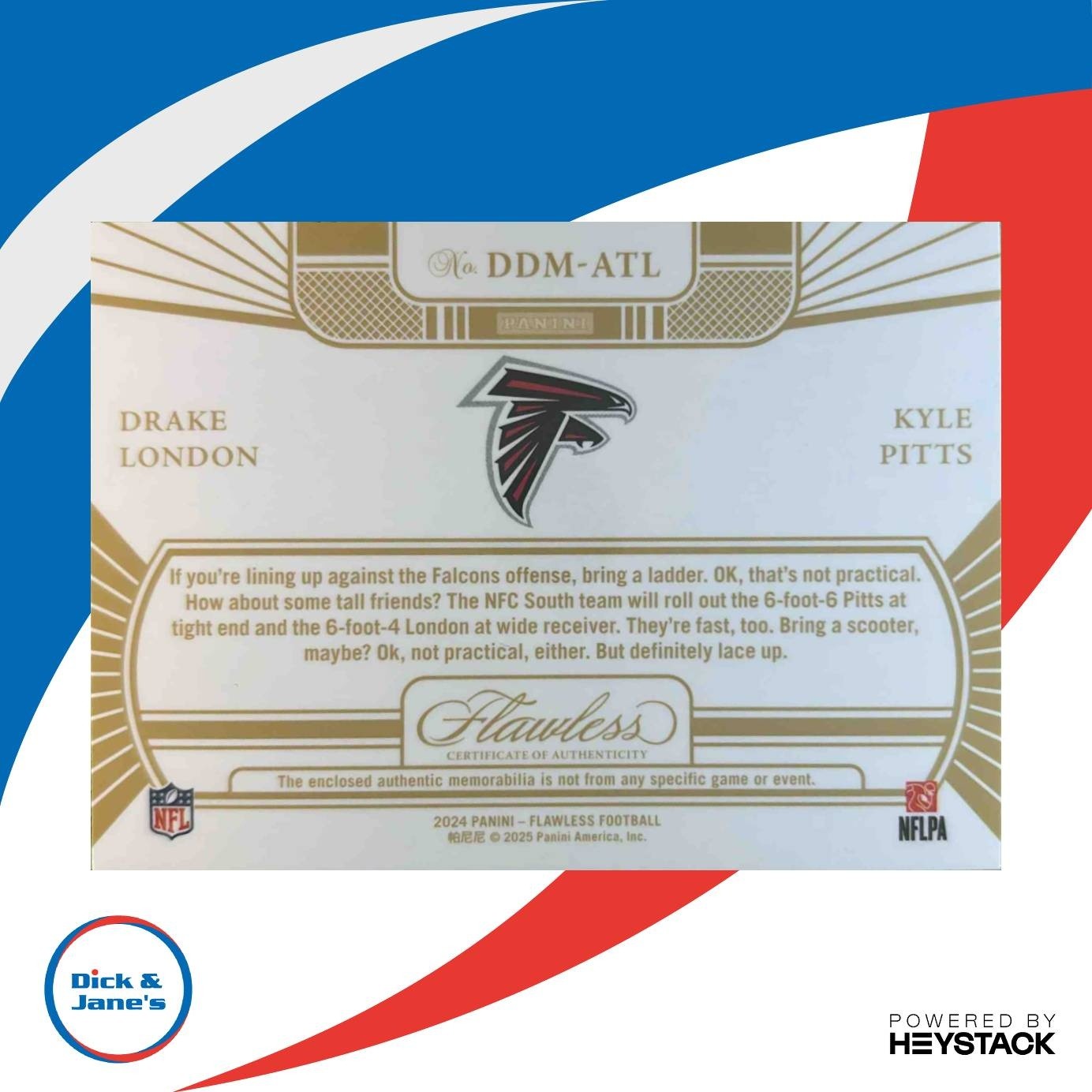 2024 Flawless Drake London Kyle Pitts Dual Memorabilia Ruby 5/15 #2 MEM Falcons - Sports Cards