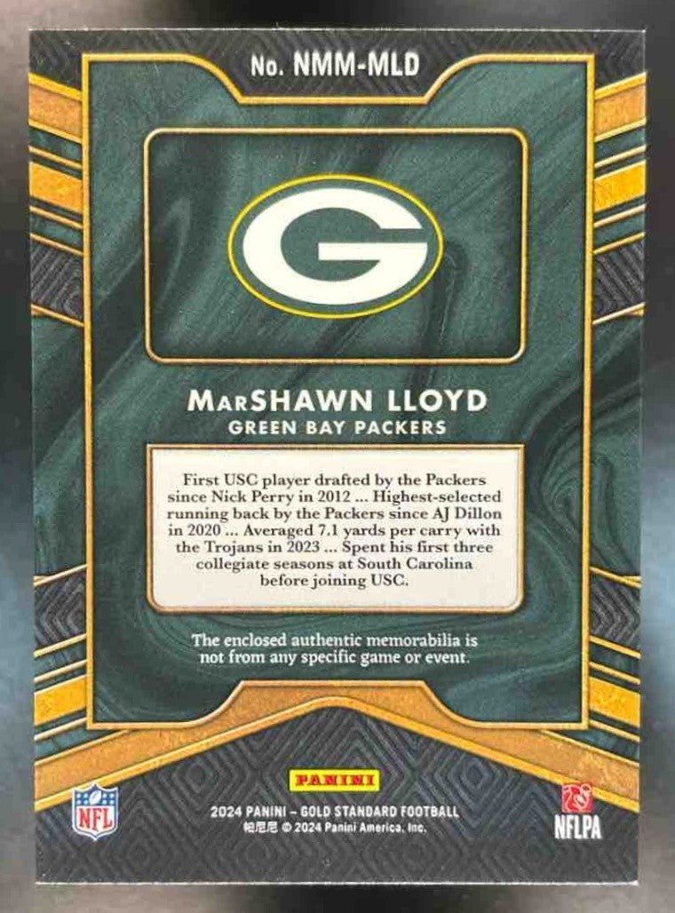 2024 Gold Standard MarShawn Lloyd Newly Minted White /75 MEM RC Green Bay Packer - Sports Cards