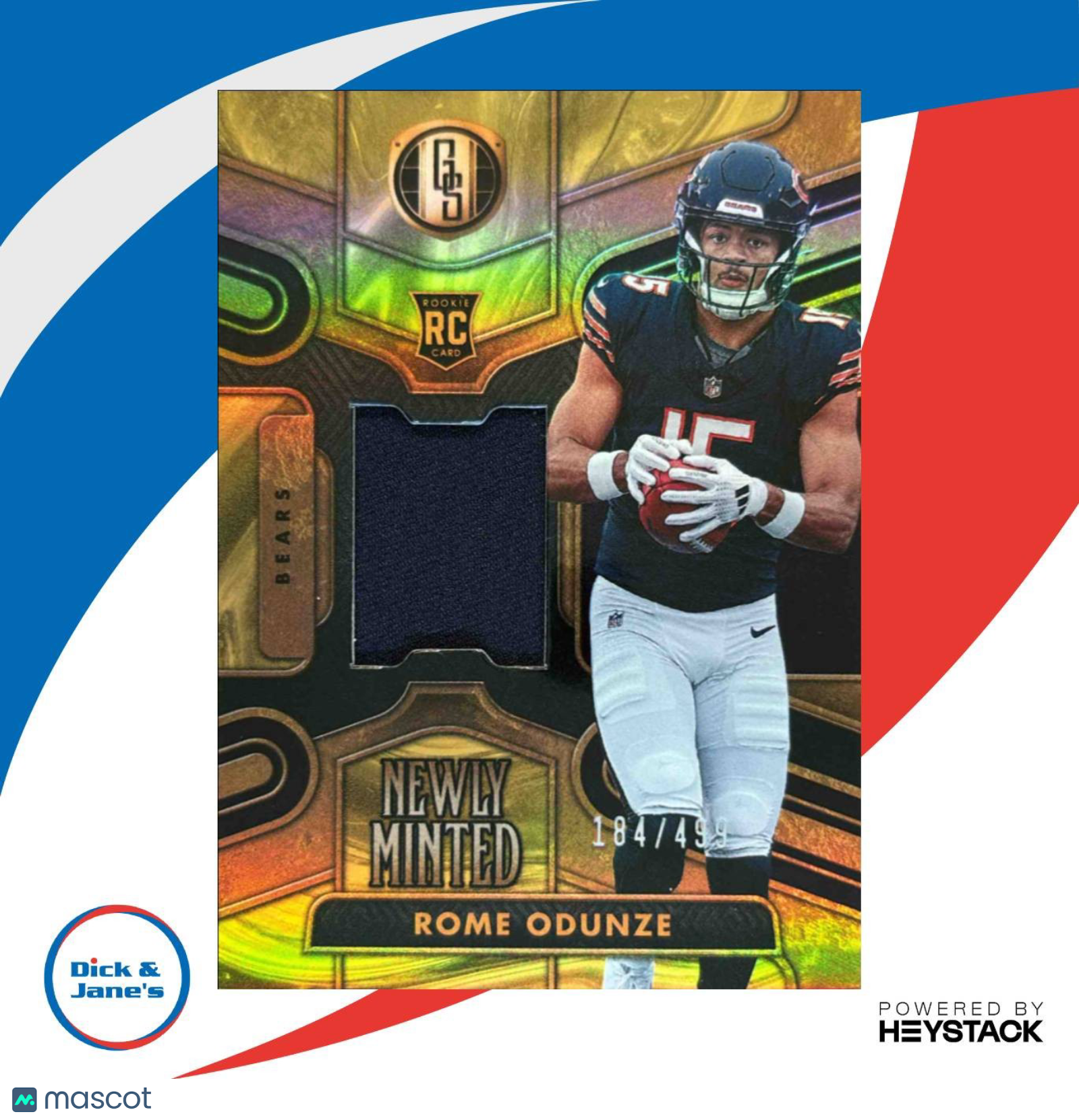 2024 Gold Standard Rome Odunze Newly Minted 184/499 MEM RC Chicago Bears - Sports Cards