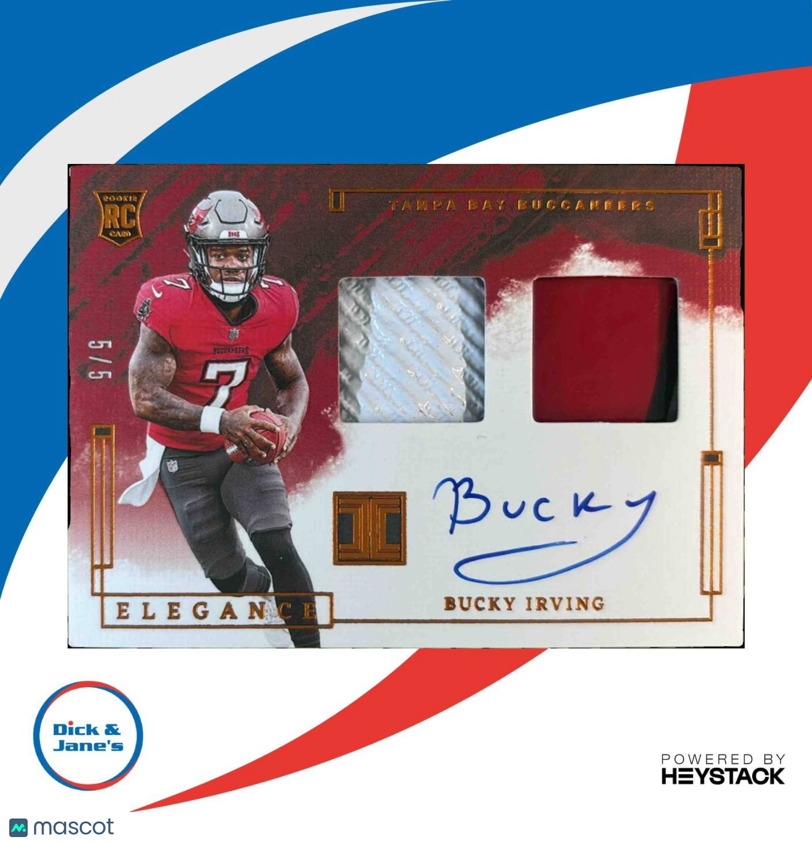 2024 Impeccable Bucky Irving Rookie Helmet and Cleat Patch Auto /5 RC Buccaneers - Sports Cards