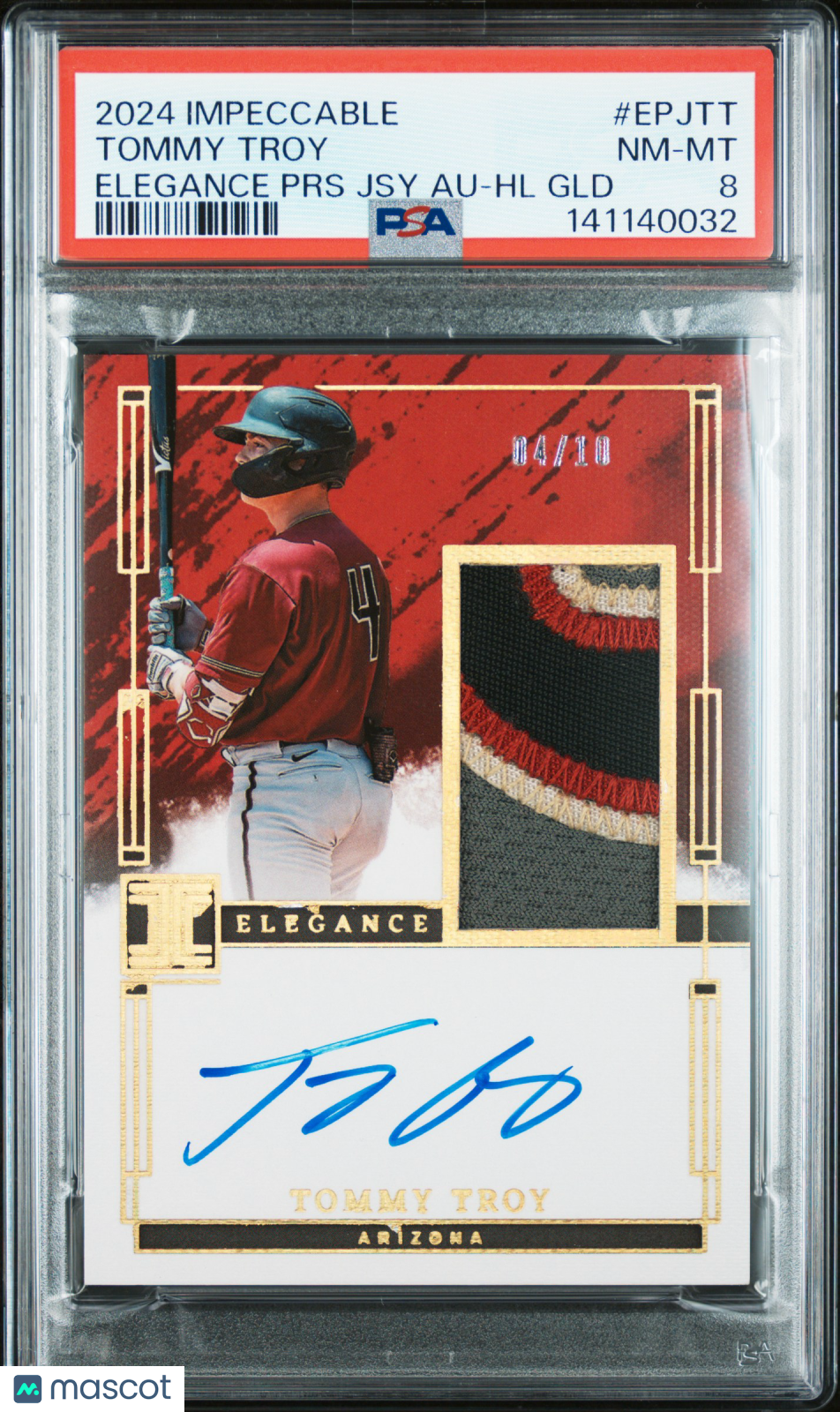 2024 Impeccable Elegance Jersey Autographs Tommy Troy 04/10 #EPJTT PSA 8 - Graded Sports Cards