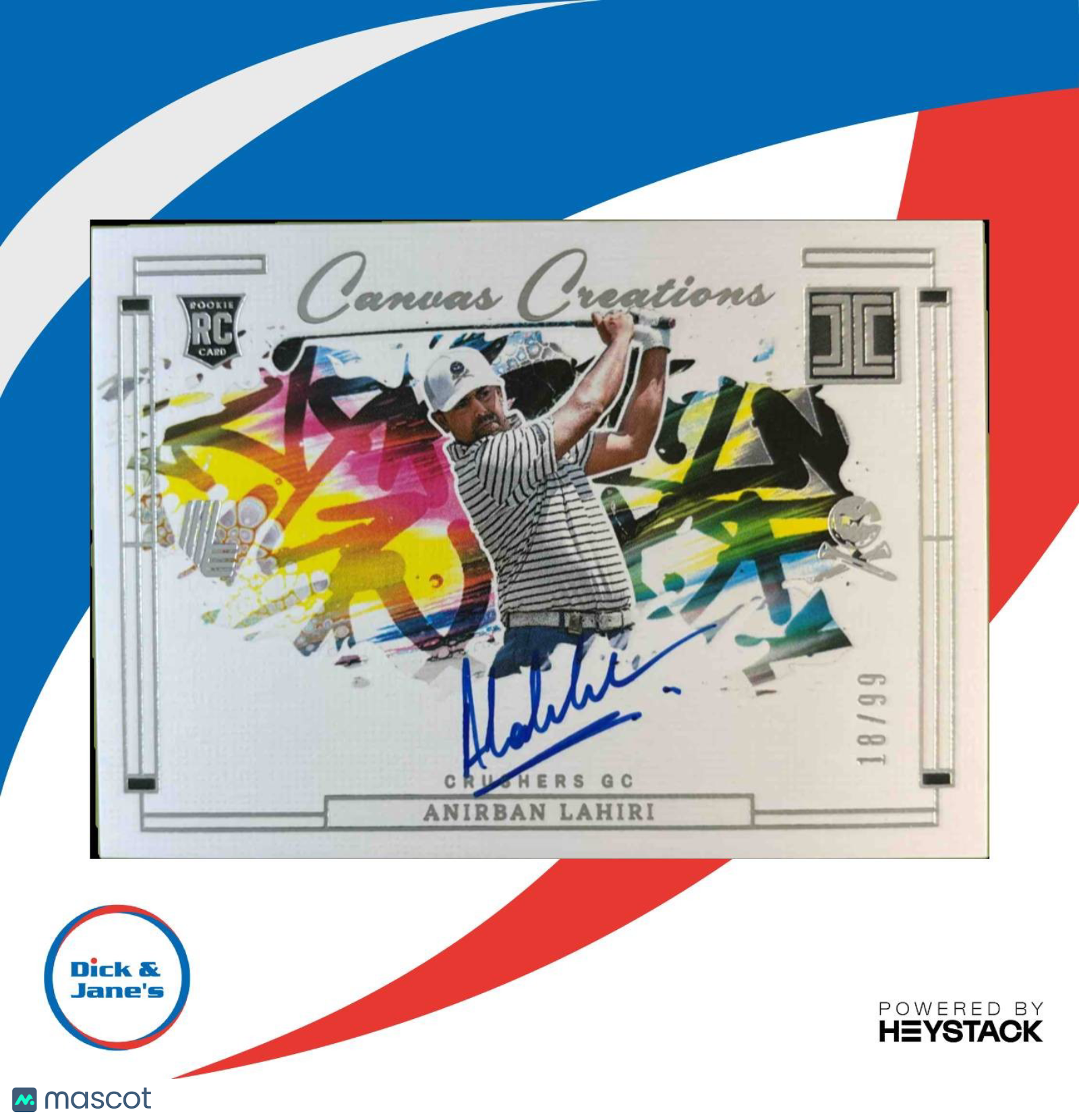 2024 Impeccable LIV Golf Anirban Lahiri Canvas Creations Signatures 18/99 Auto Sports Cards
