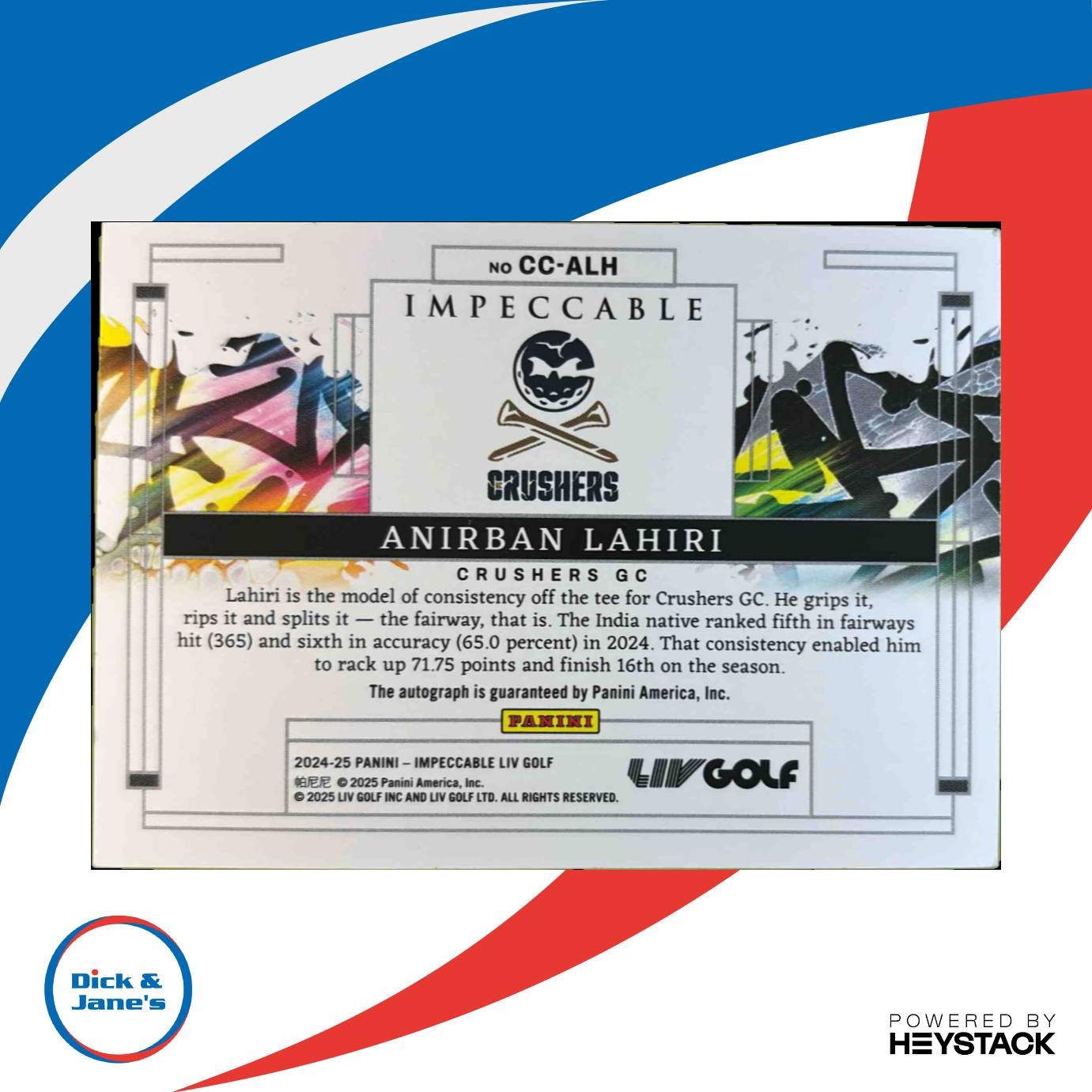 2024 Impeccable LIV Golf Anirban Lahiri Canvas Creations Signatures 18/99 Auto Sports Cards