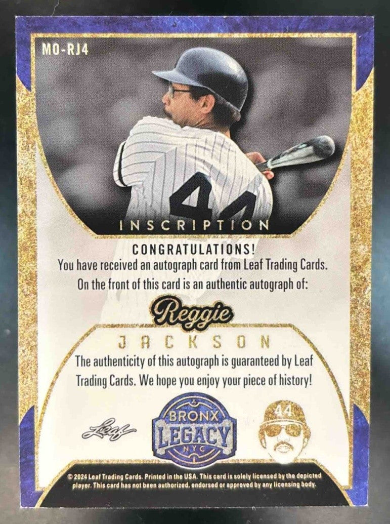 2024 Leaf Bronx Legacy Reggie Jackson Inscriptions Blue ’5X WS Champ’ 22/25 NYY - Sports Cards