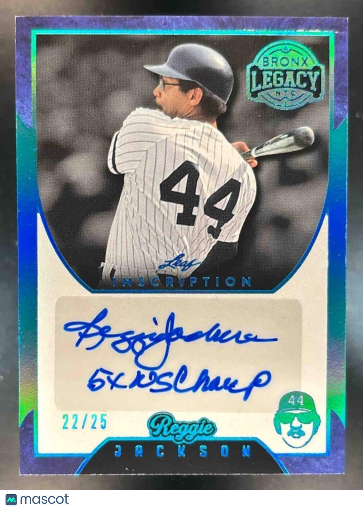 2024 Leaf Bronx Legacy Reggie Jackson Inscriptions Blue ’5X WS Champ’ 22/25 NYY - Sports Cards