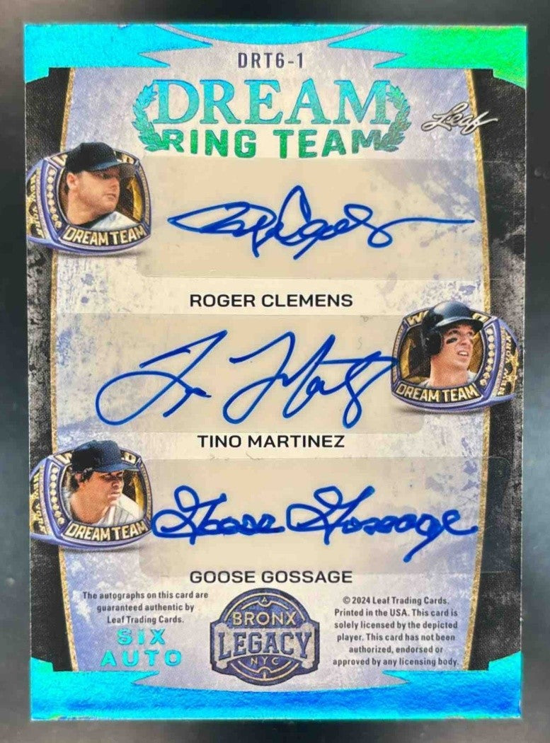 2024 Leaf Bronx Legacy Roger Clemens Chambliss Guidry Goose Dream Ring Team 4/6 - Sports Cards