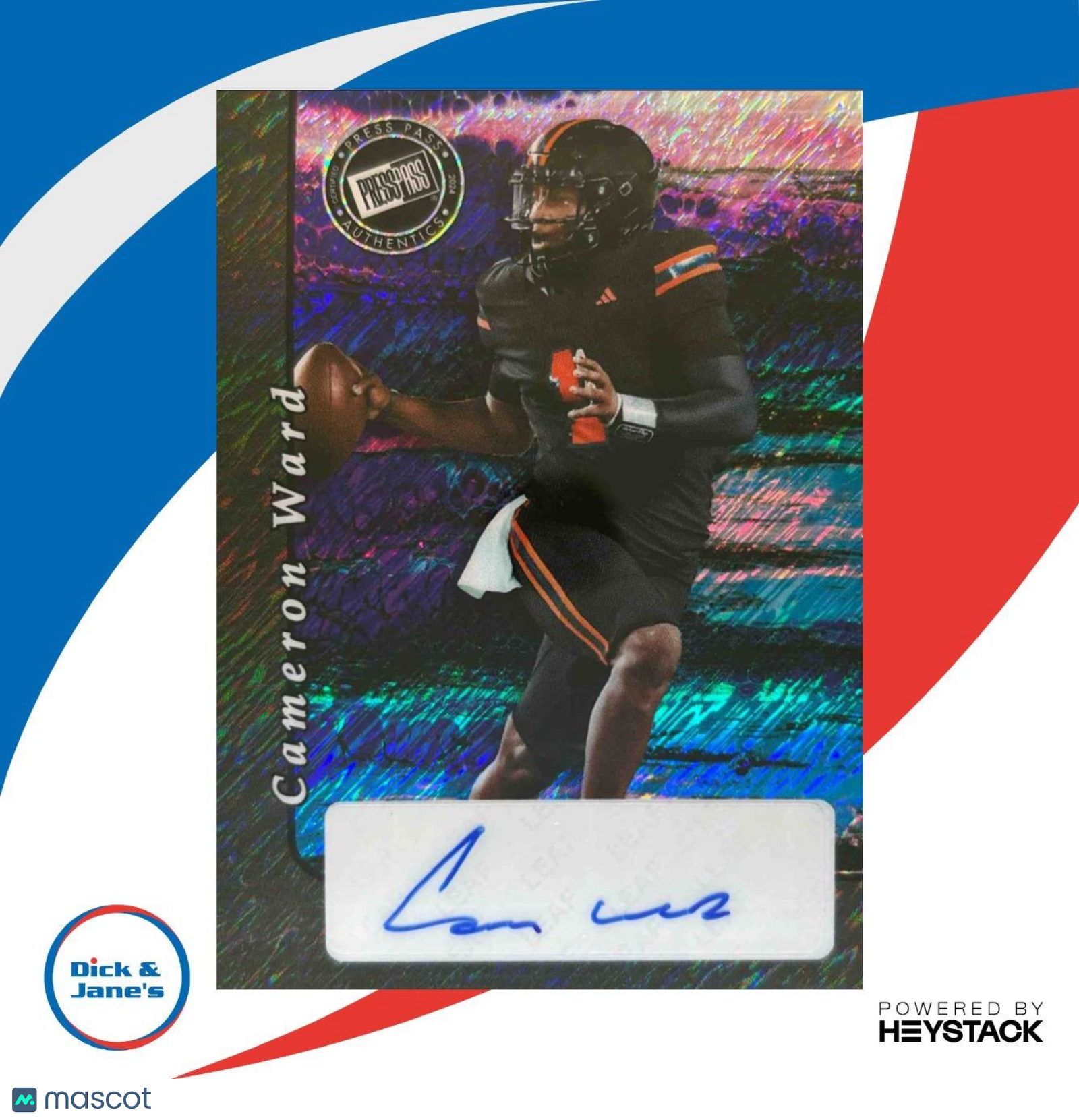 2024 Leaf Collective Cameron Ward Press Pass Auto Shimmer Black /6 Hurricanes - Sports Cards