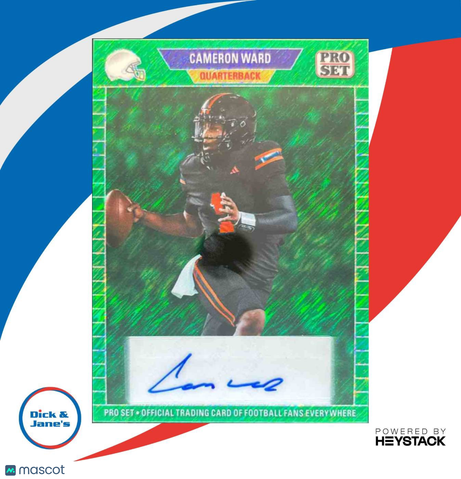 2024 Leaf Collective Cameron Ward Pro Set 1989 Auto Shimmer Green RC Hurricanes - Sports Cards