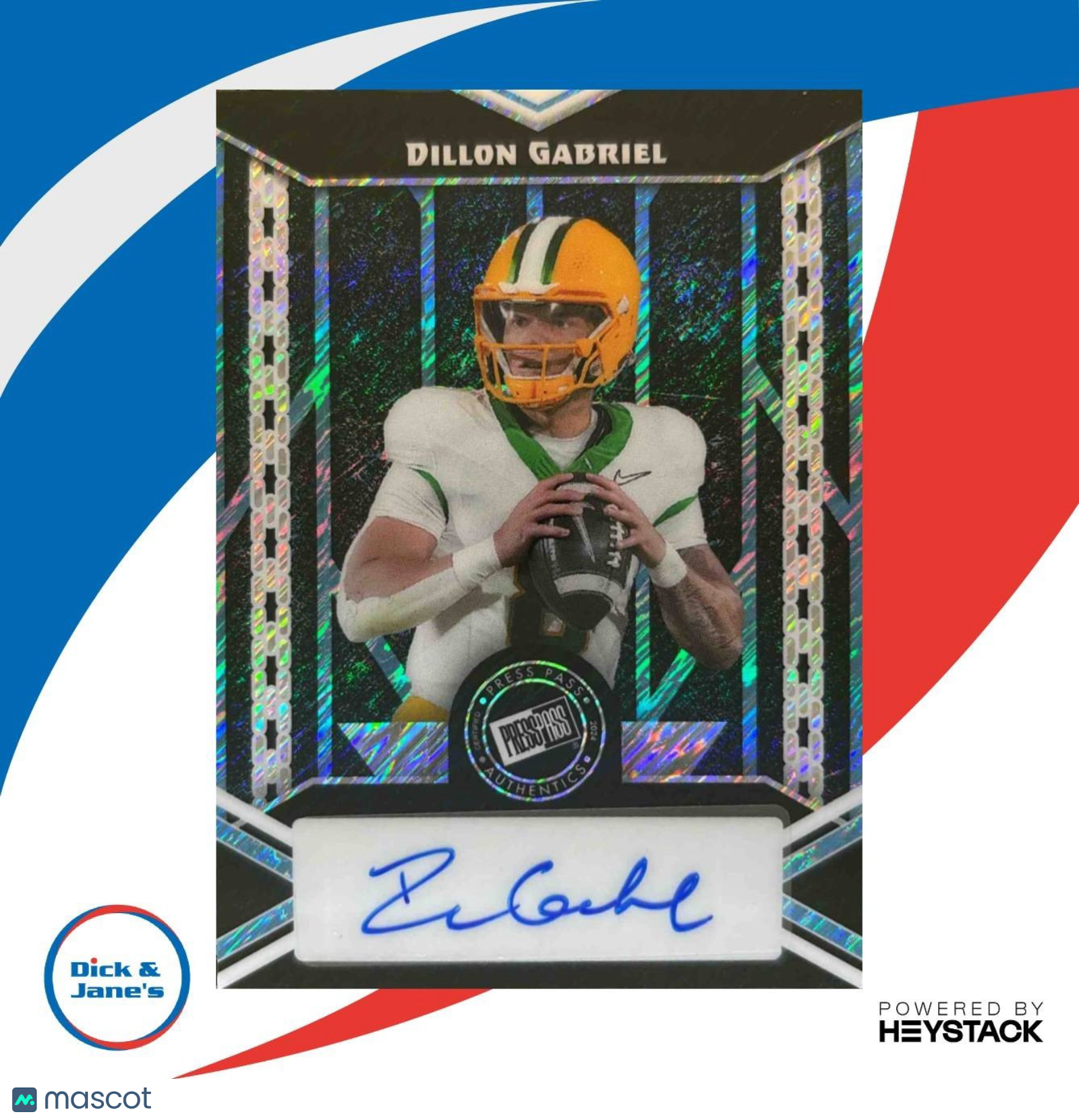 2024 Leaf Collective Dillon Gabriel Press Pass Auto Shimmer Light Blue /20 Ducks - Sports Cards