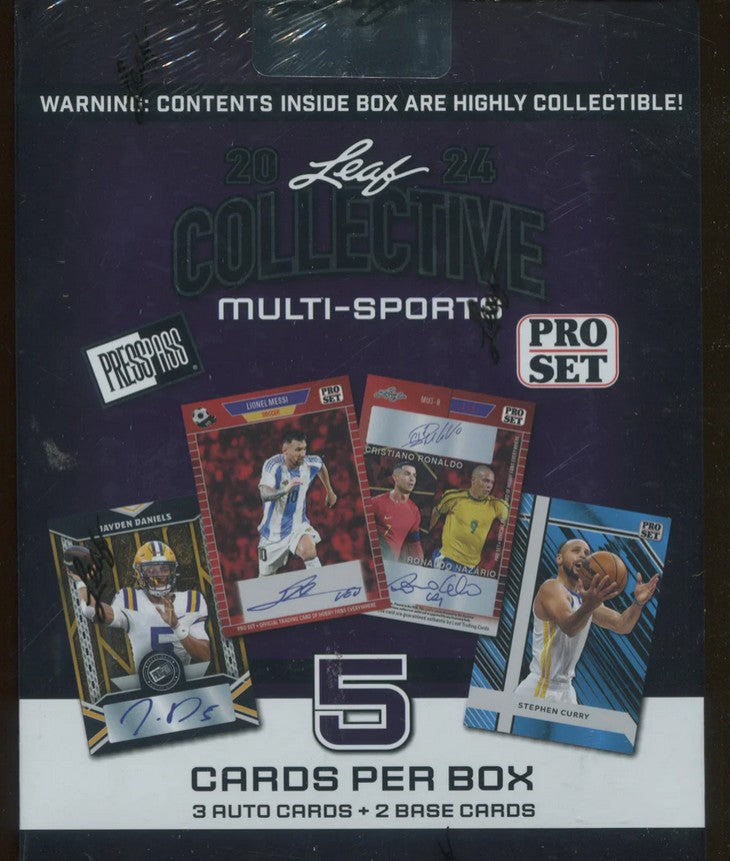 2024 Leaf Collective Multisport Hobby Box (3 Autos) Messi Manning Curry & More! - NFL Hobby Box