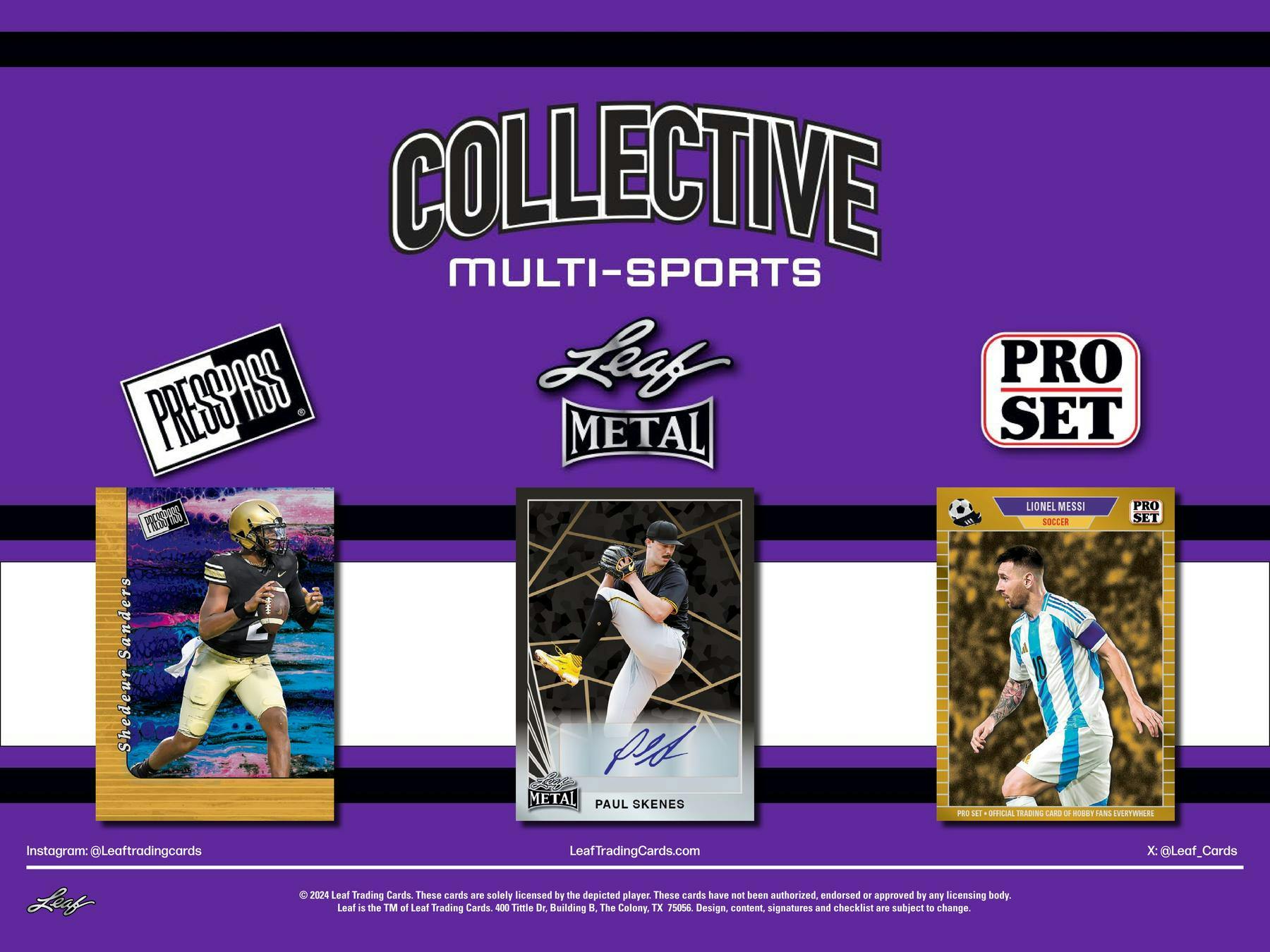2024 Leaf Collective Multisport Hobby Box (3 Autos) Messi Manning Curry & More! - NFL Hobby Box