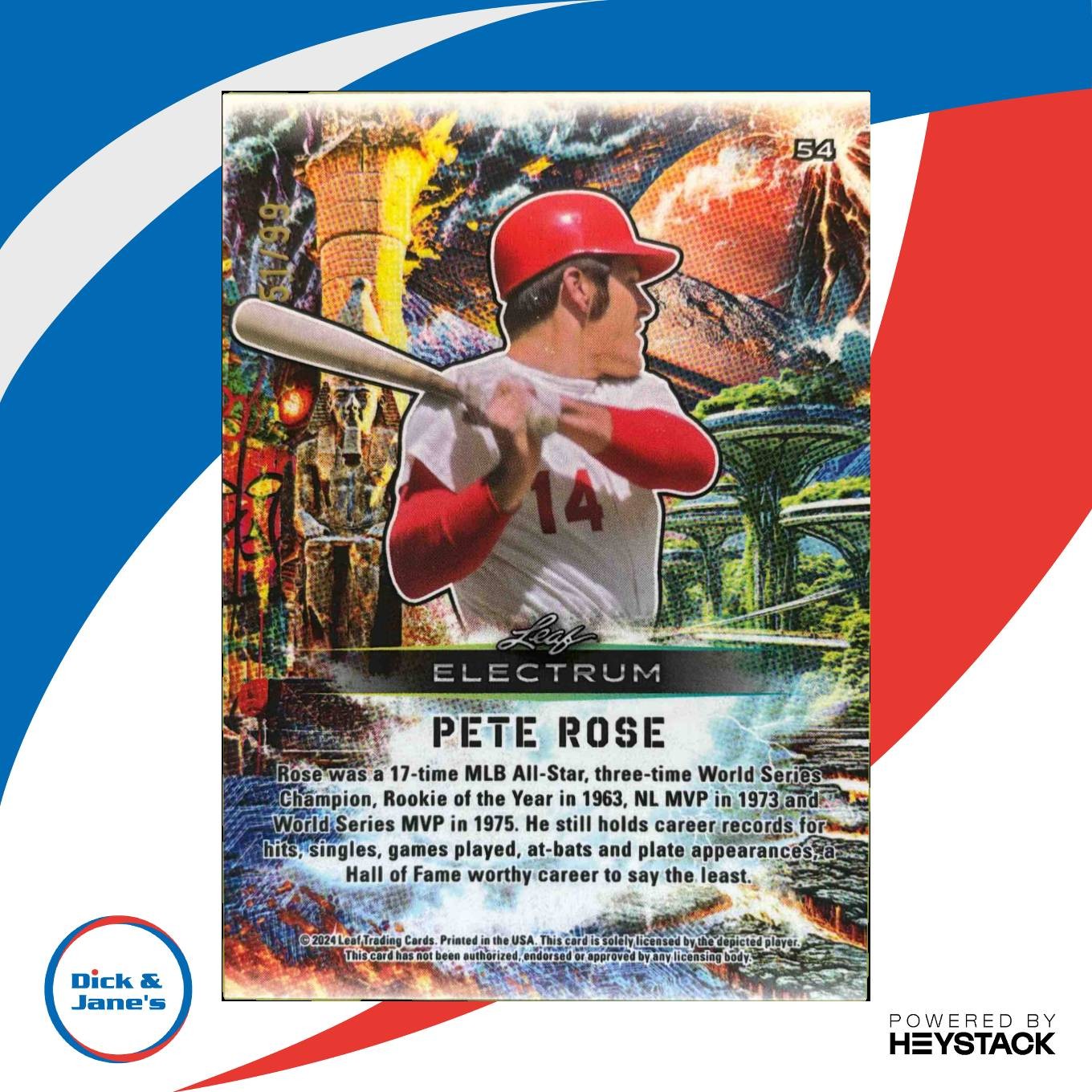 2024 Leaf Electrum Pete Rose Bronze 51/99 #54 Reds - Sports Cards
