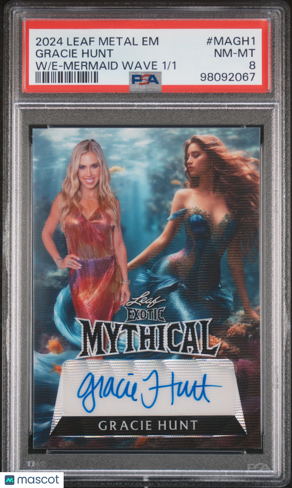 2024 Leaf Exotic Mythical Exclusive Auto Gracie Hunt Mermaid Wave 1/1 PSA 8 - Graded Sports Cards