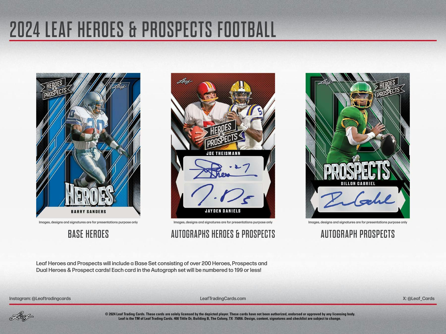 2024 Leaf Heroes & Prospects Football Hobby Box (6 Autographs) NFL Hobby Box