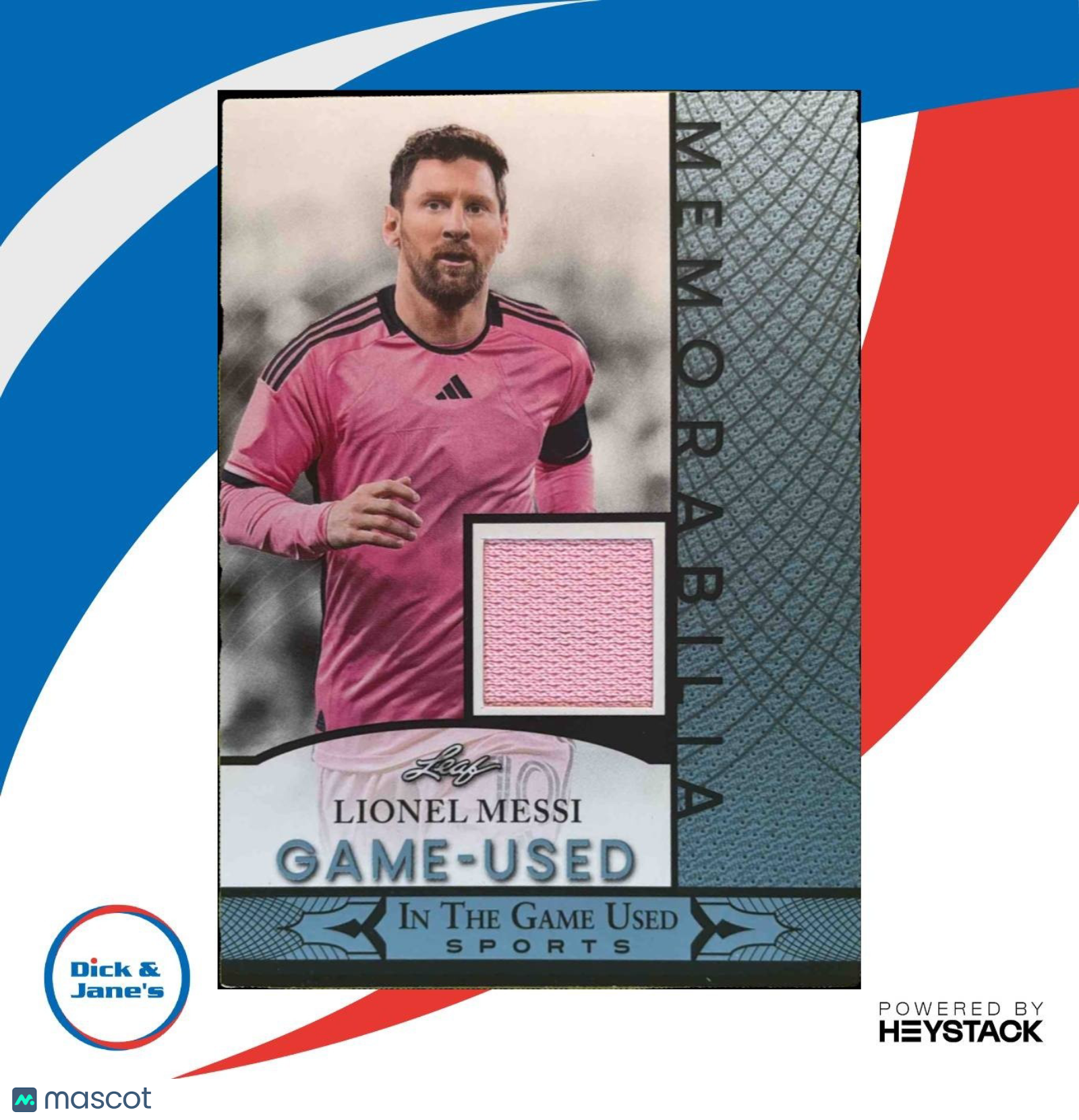 2024 Leaf In The Game Game Used Patch (PINK COLOR MATCH) Lionel Messi MEM - Sports Cards
