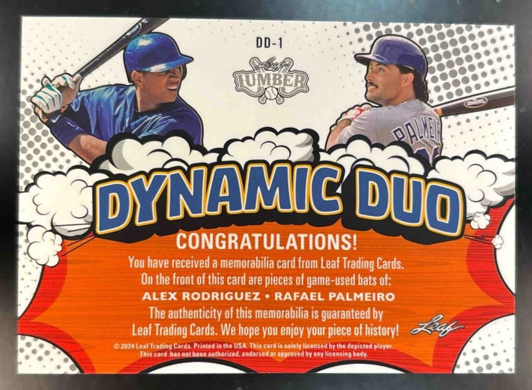 2024 Leaf Lumber Alex Rodriguez Rafael Palmeiro Dynamic Duo Patch /12 #DD-1 MEM - Sports Cards