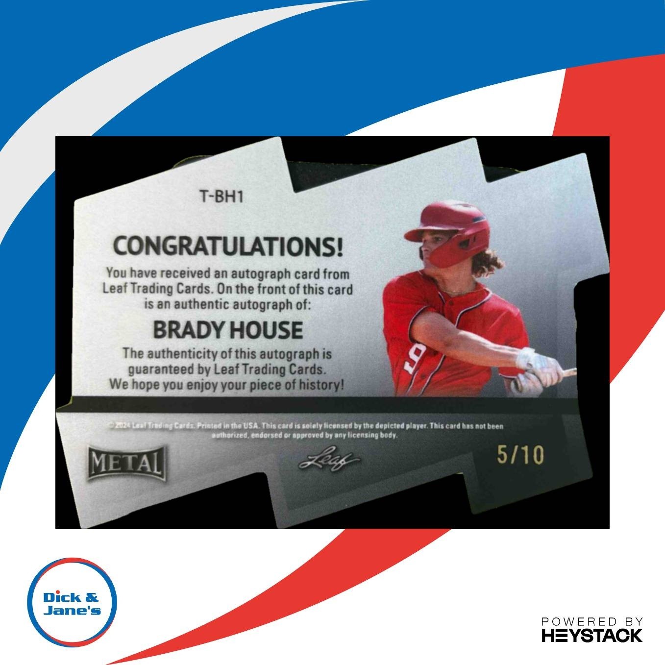 2024 Leaf Metal Brady House Top 100 Prismatic /10 #T-BH1 Auto - Sports Cards