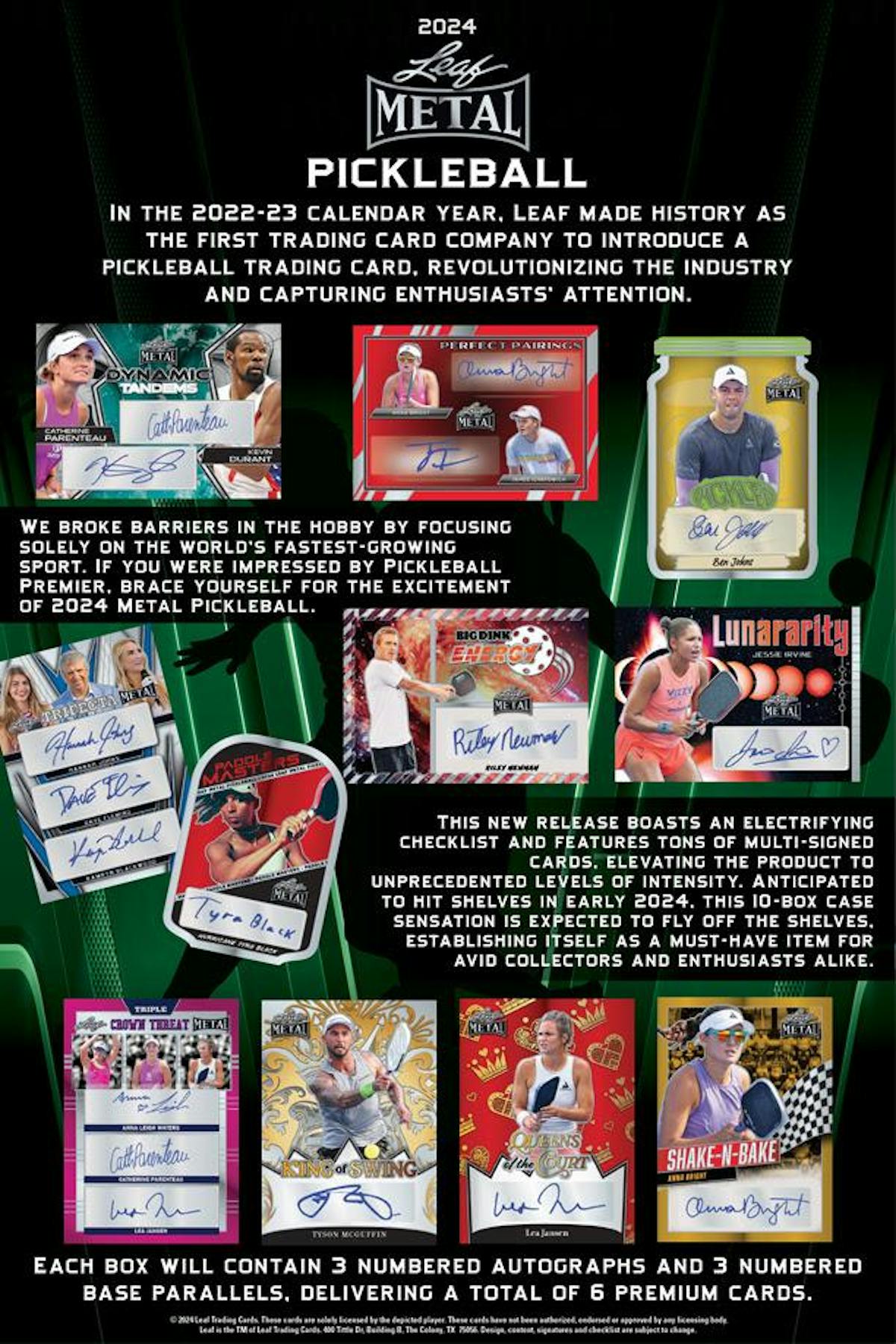 2024 Leaf Metal Pickleball Hobby Box (5 Autos) - NFL Hobby Box