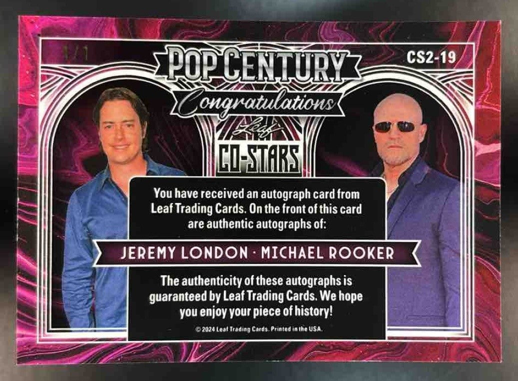 2024 Leaf Pop Century Co-Stars Jeremy London Michael Rooker Dual Auto Black 1/1 - Sports Cards
