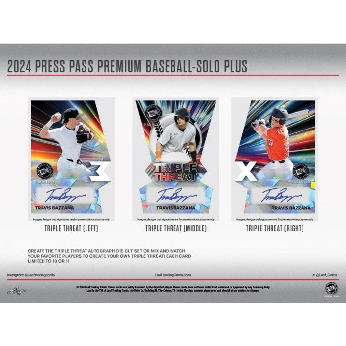 2024 Leaf Press Pass Premium Baseball Solo Plus (1 Auto / Pack) ELy Ichiro Pujols Skenes More! - MLB Hobby Box