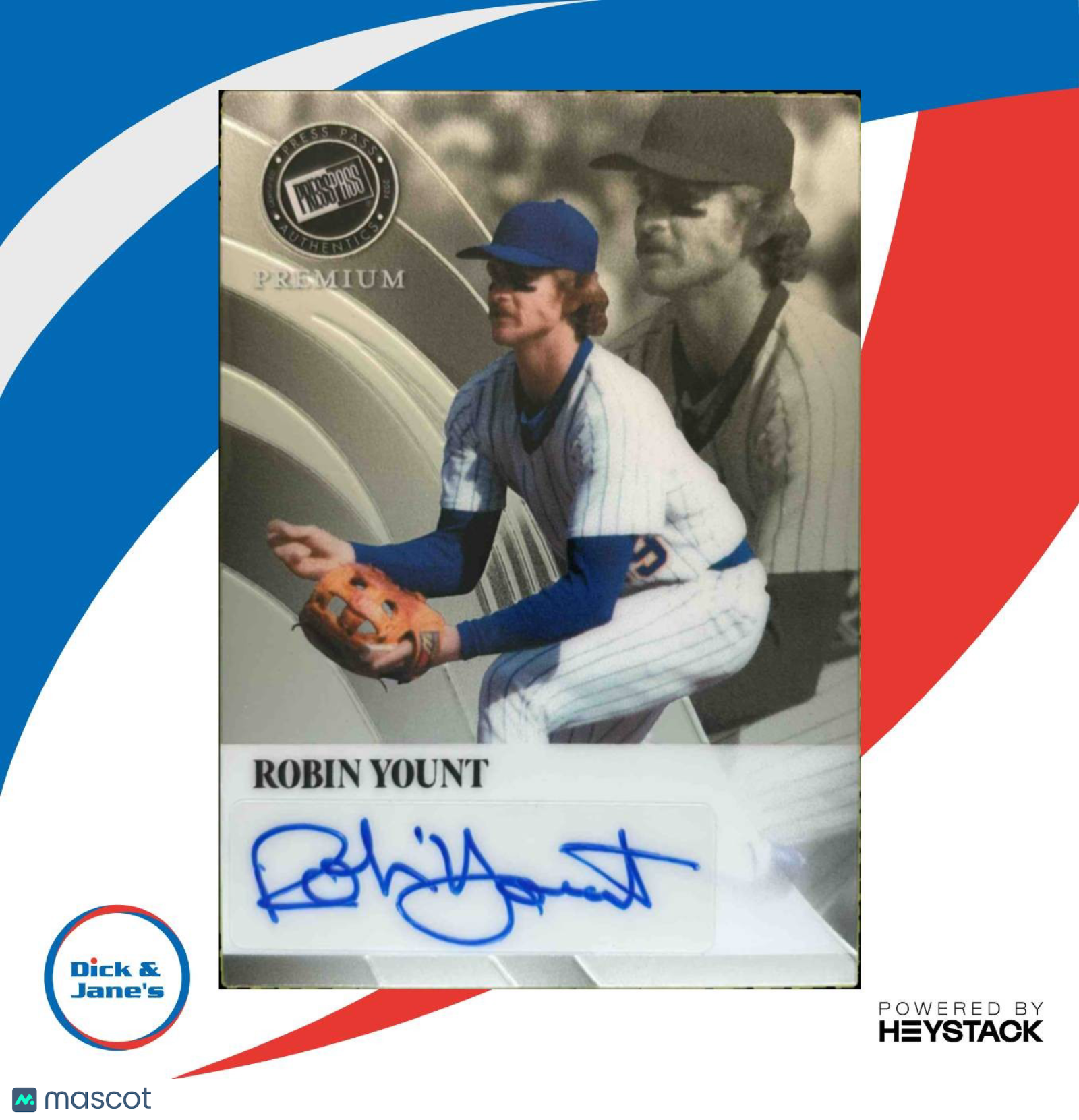 2024 Leaf Press Pass Premium Robin Yount Retro Auto Brite /49 #RA RY1 Sports Cards