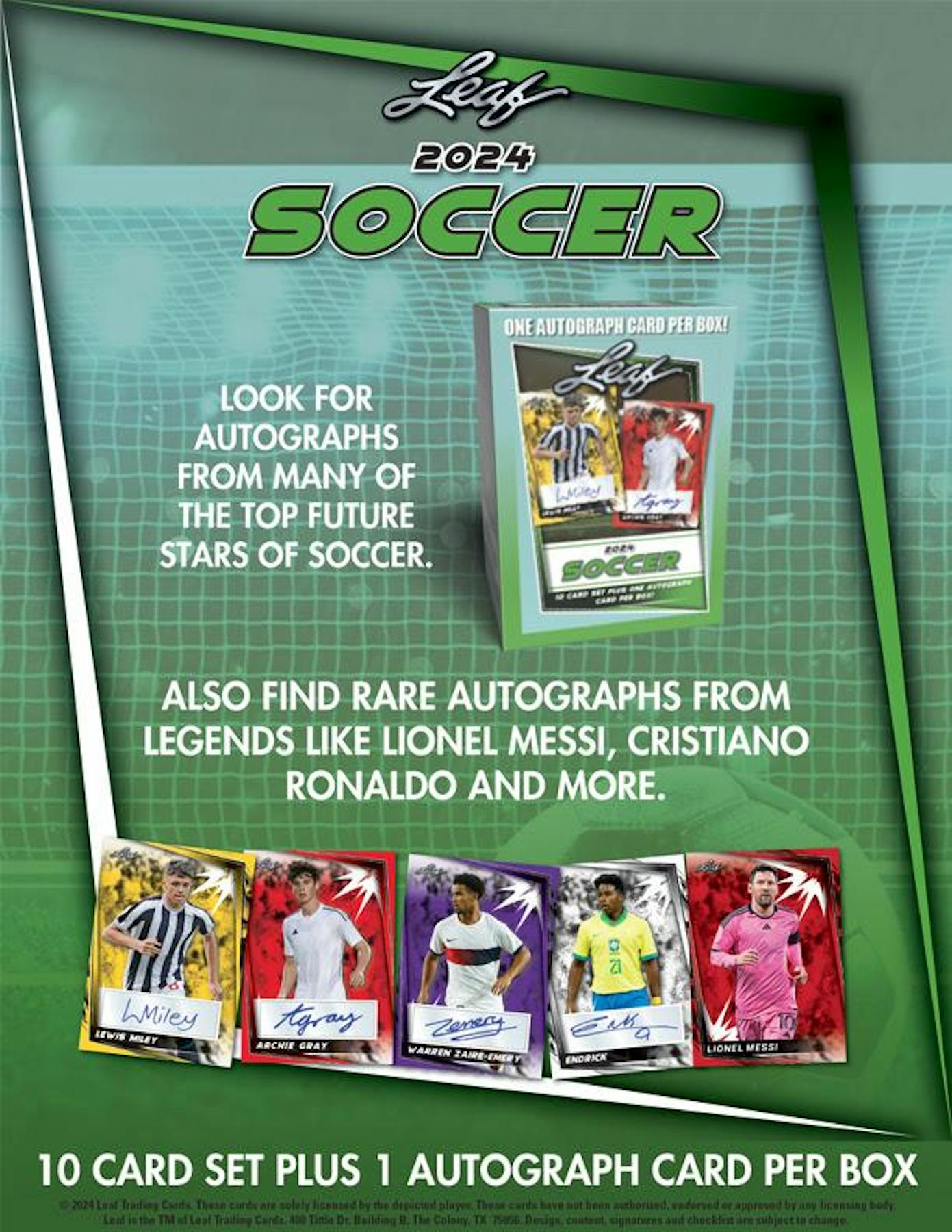 2024 Leaf Soccer Blaster Box (1 Autograph / Box) 10 Card Set - FIFA Blaster Box